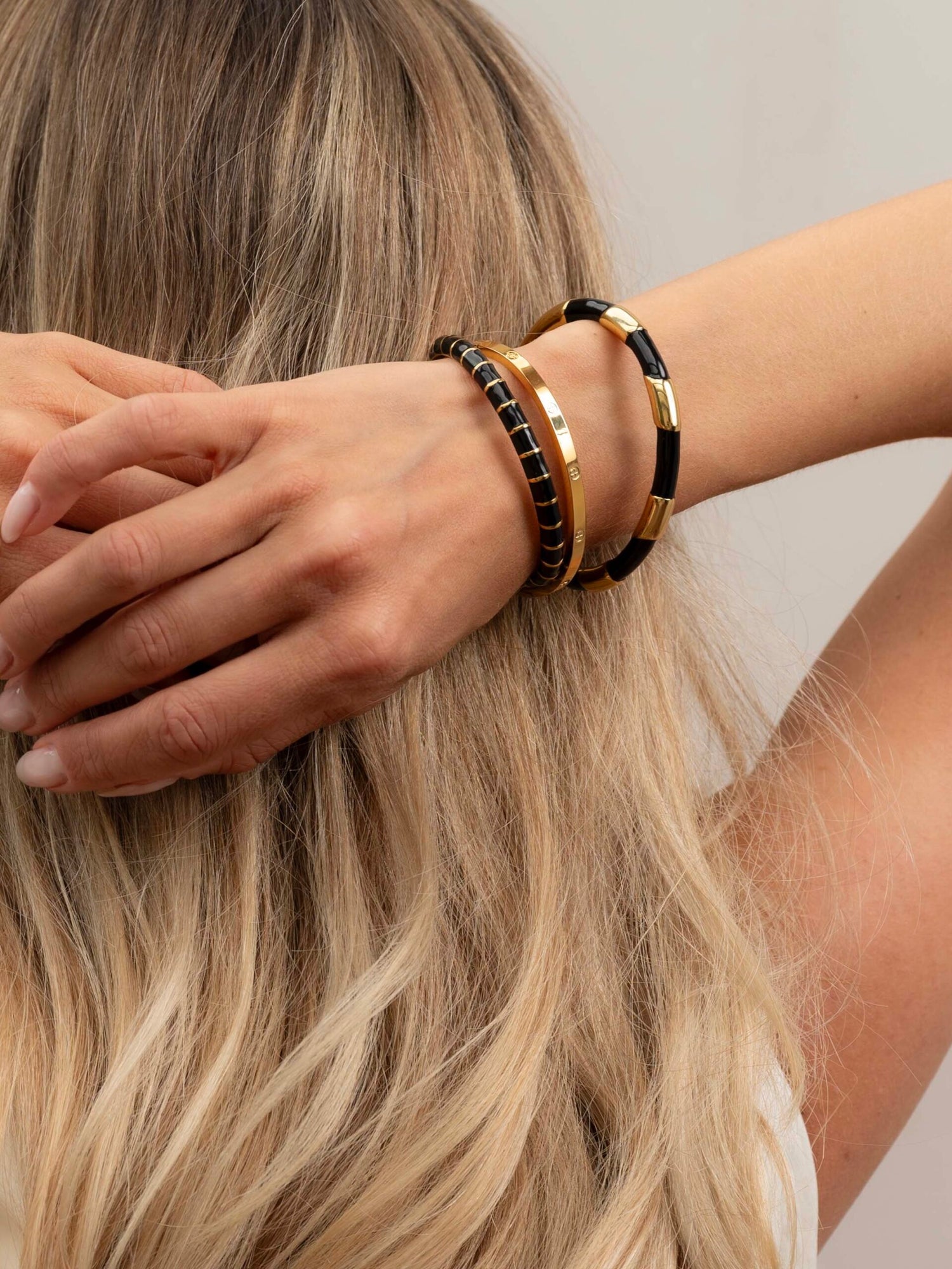 Gladde Ovale Bangle Patroon - Goud