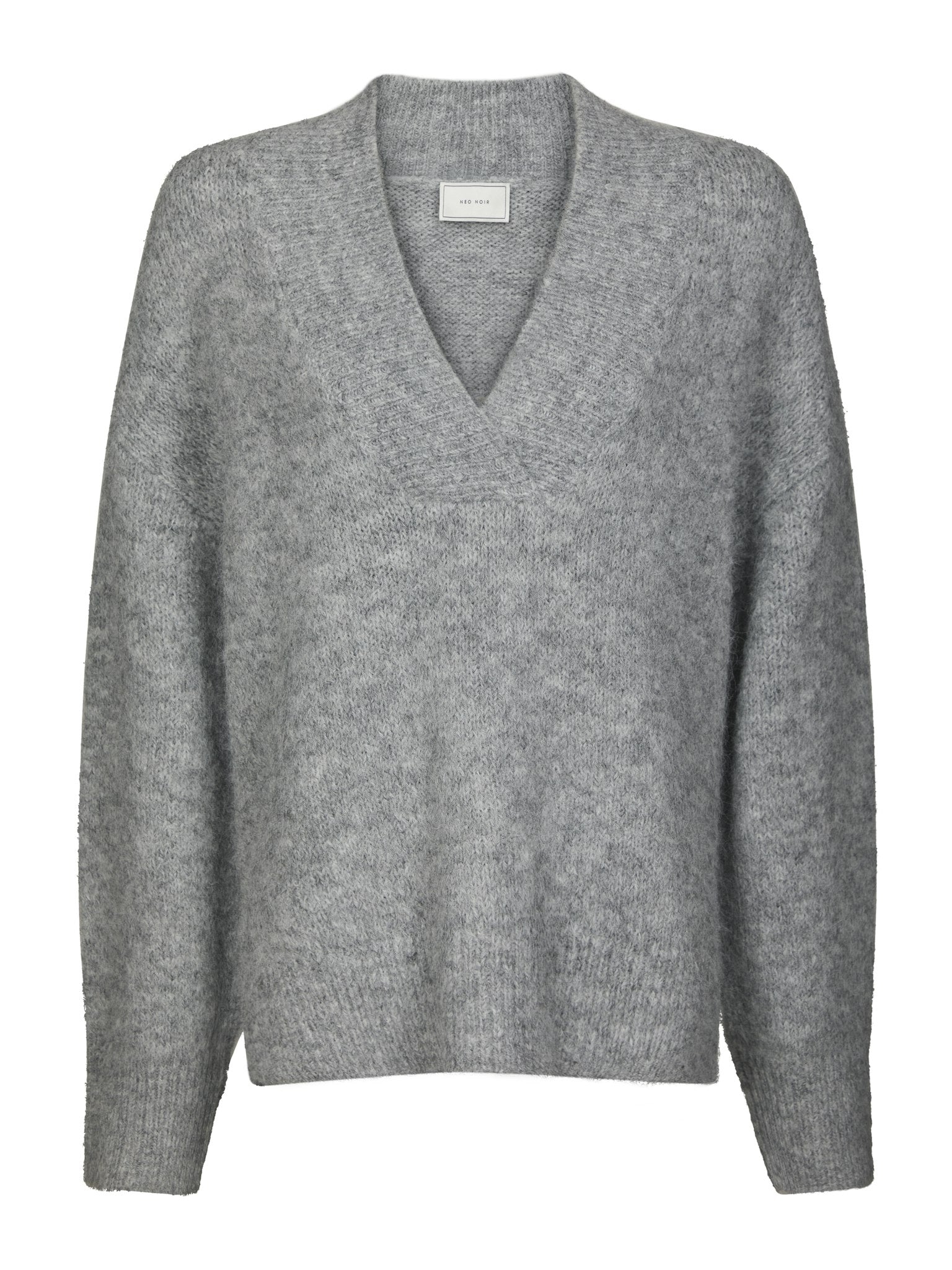 Melli Fluffy Knit Blouse - Grey Melange