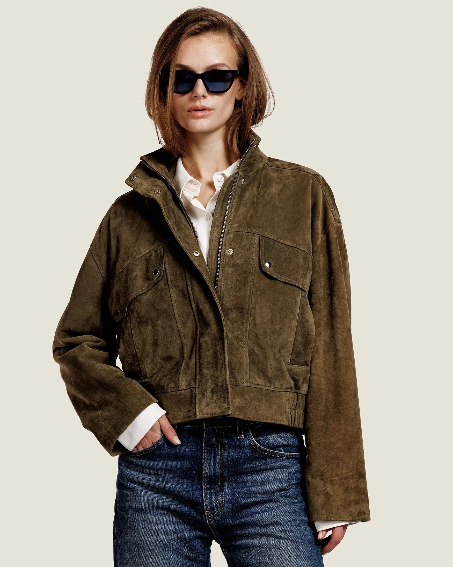 Beccy Suede Jacket - Khaki