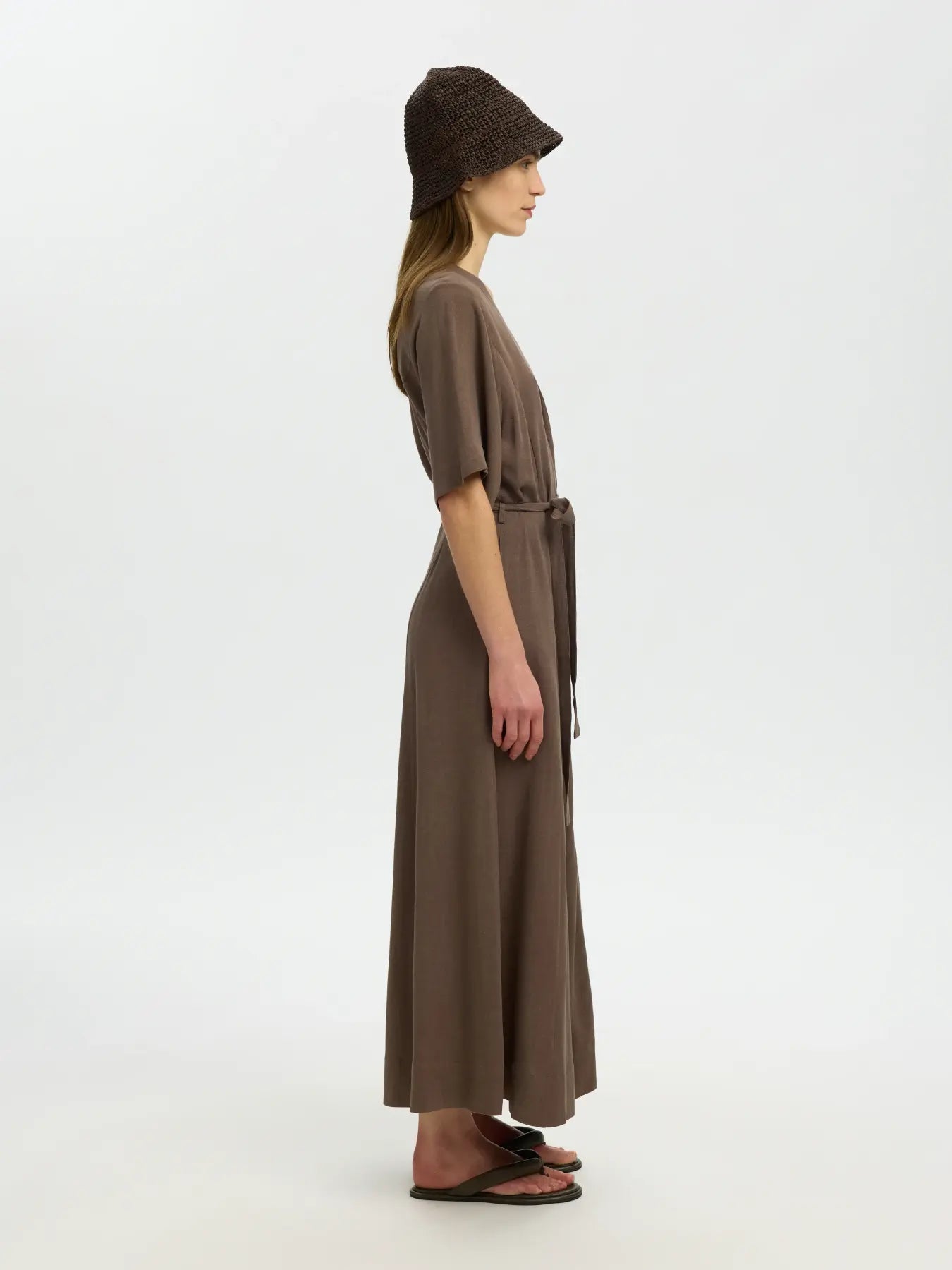 SLFviva Regular Linen Blend Dress - Chocolate Chip