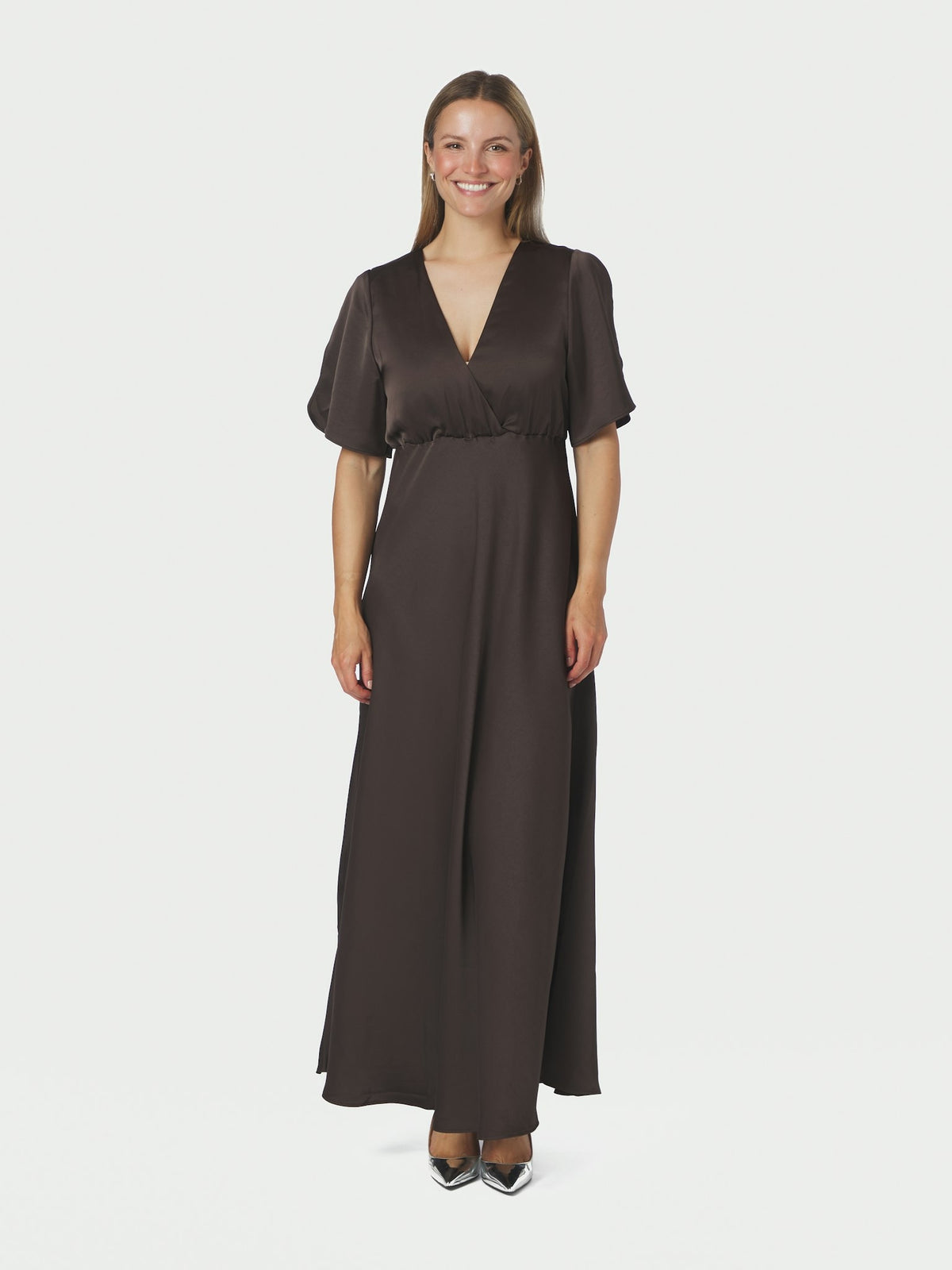 Zelina Heavy Sateen Dress - Dark Brown