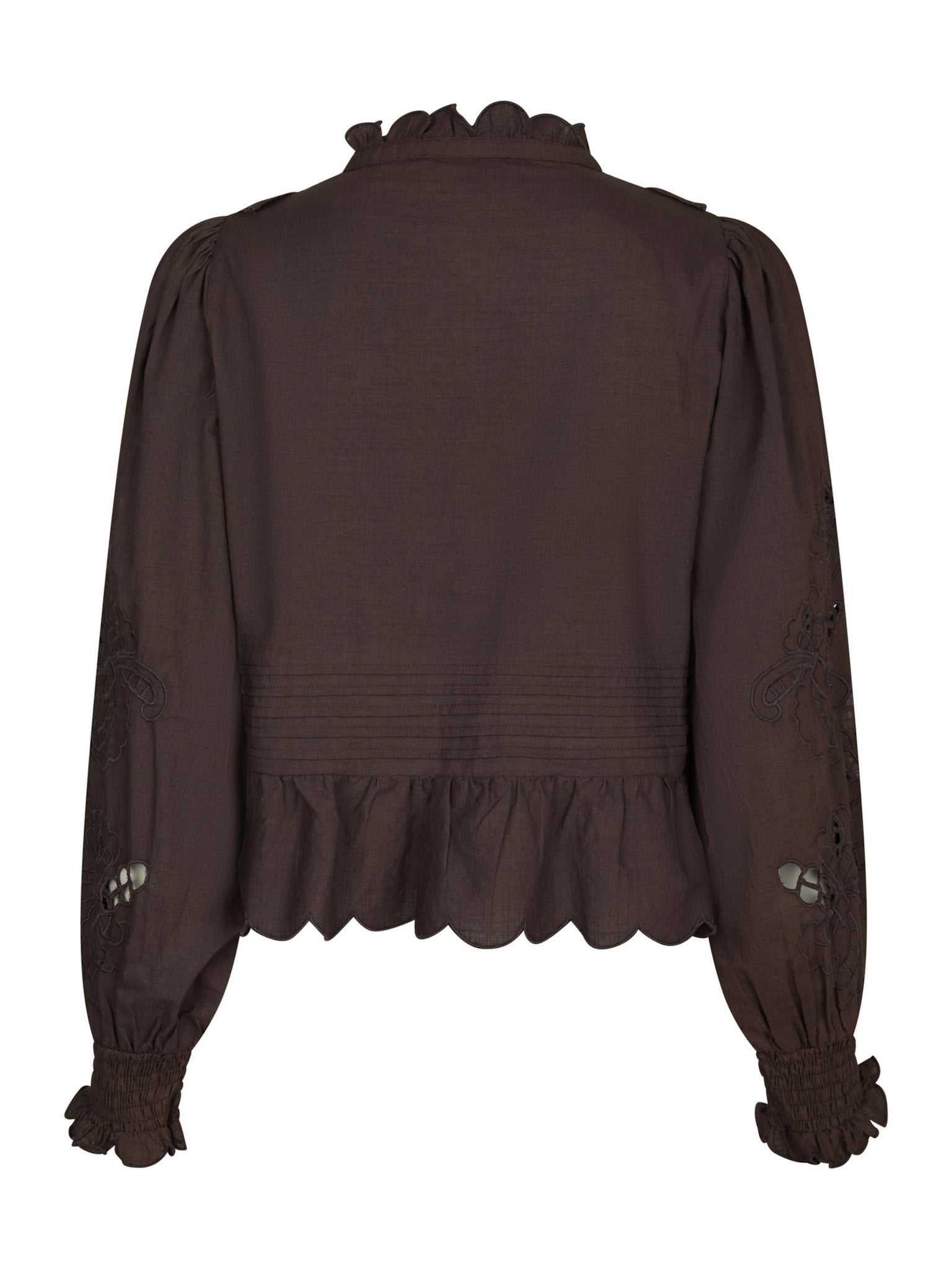Petrine Embroidery Blouse - Dark Brown