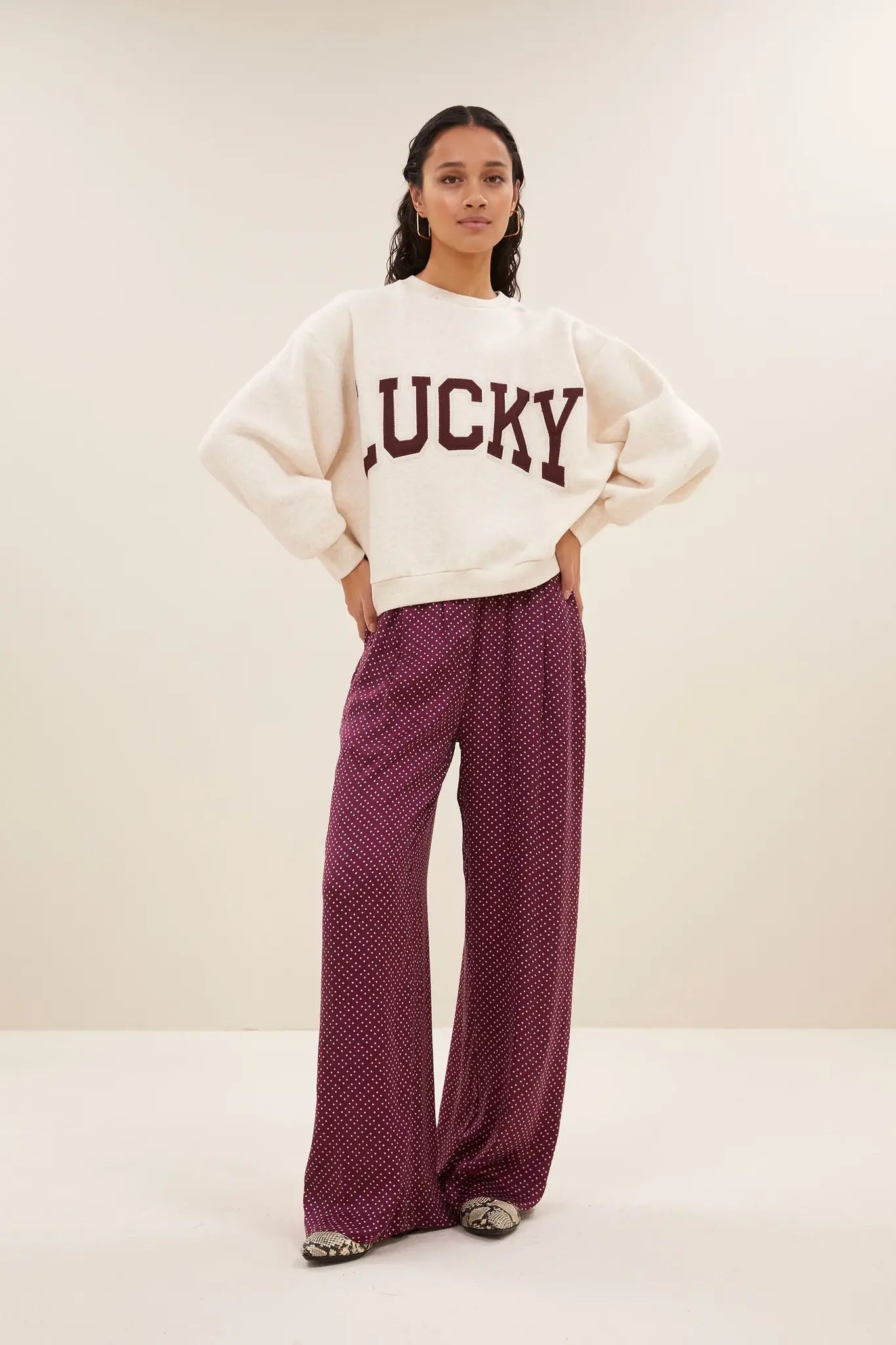 Bibi Patchwork sweater - Oyster mel.