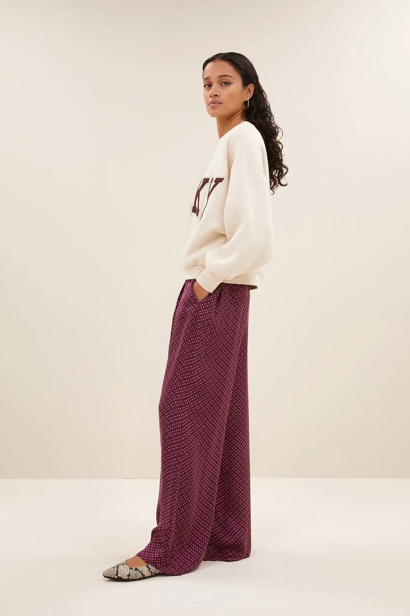 Bibi Patchwork sweater - Oyster mel.