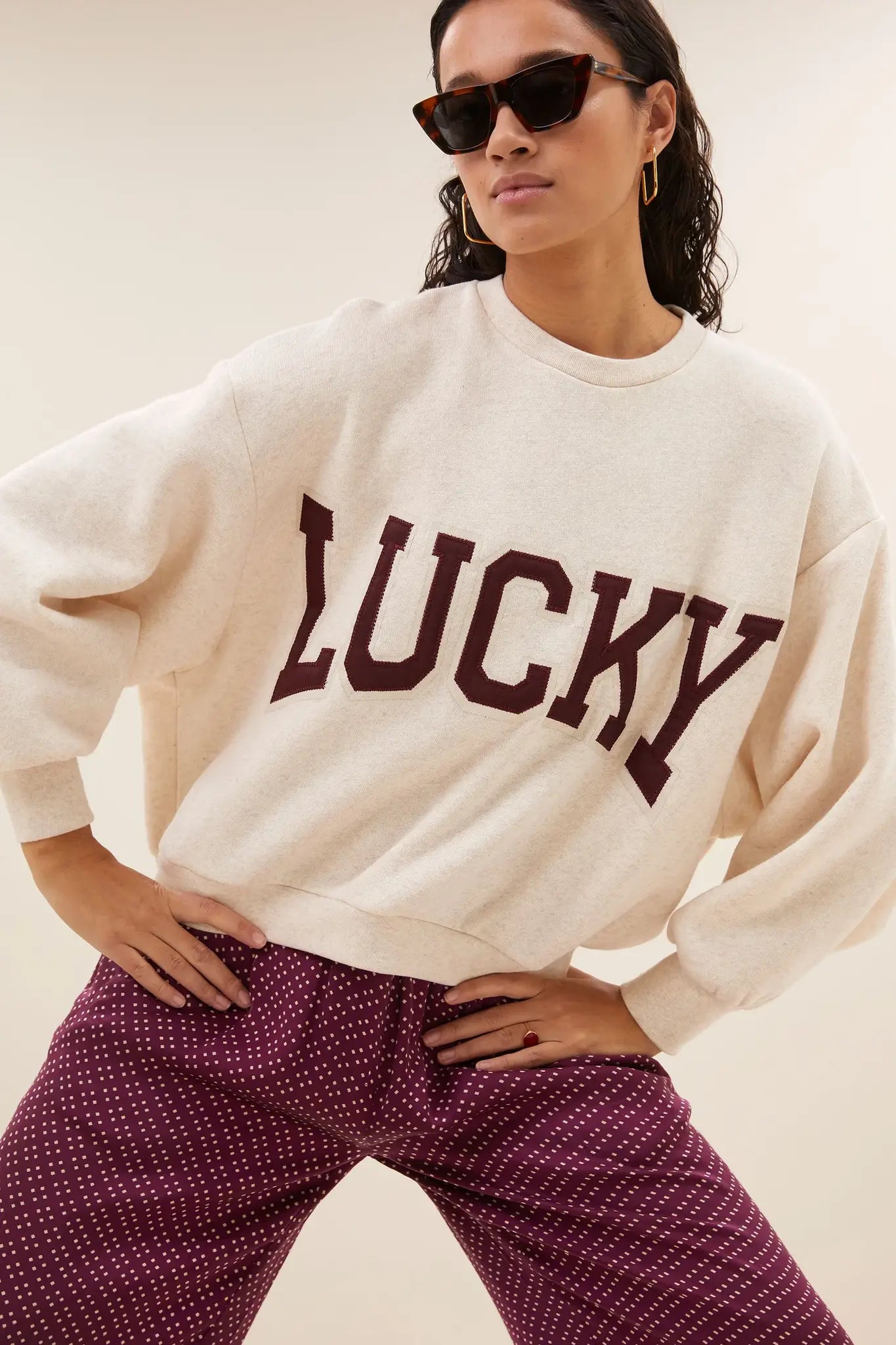 Bibi Patchwork sweater - Oyster mel.