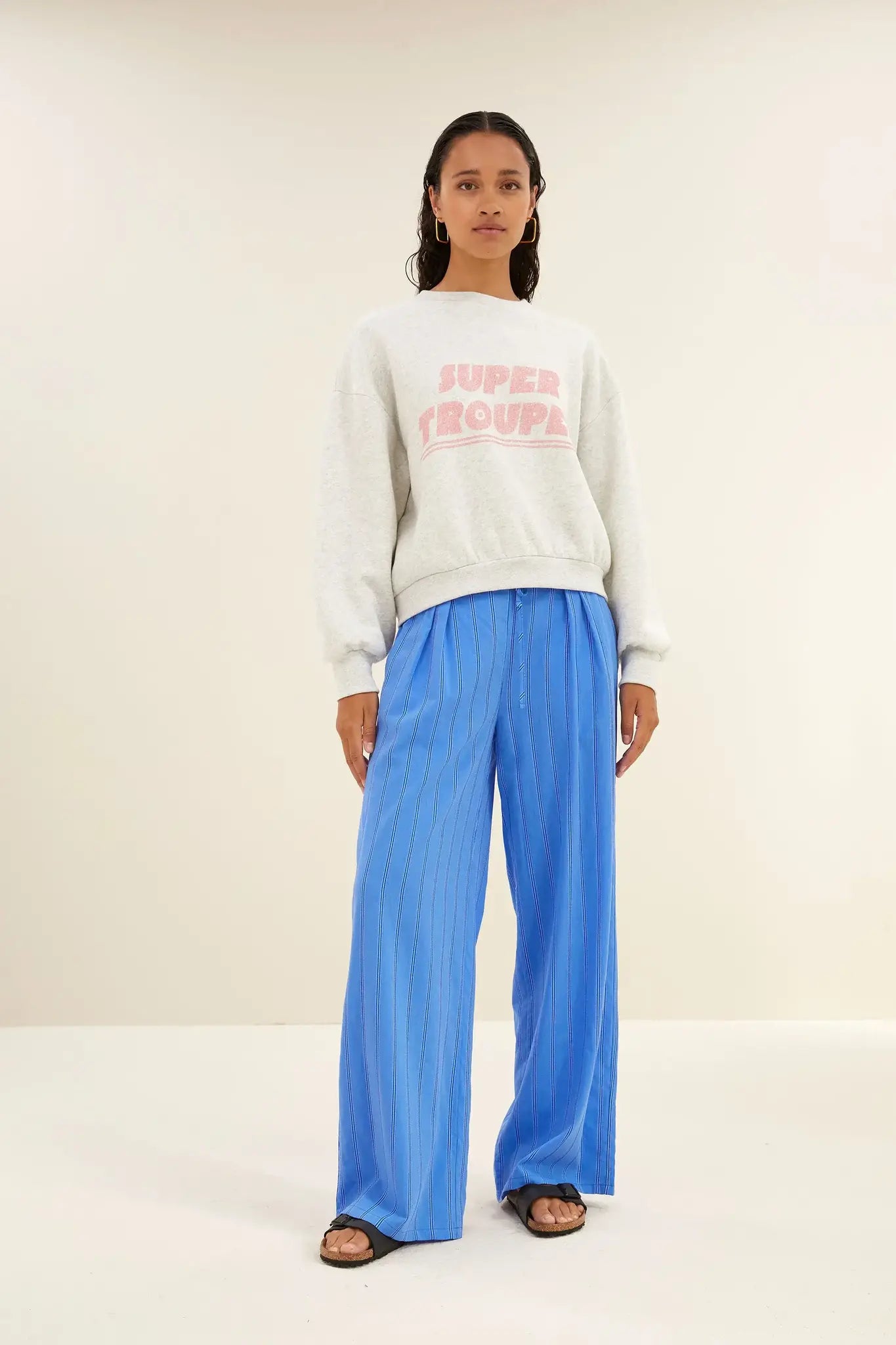 bibi trouper sweater - light grey melee