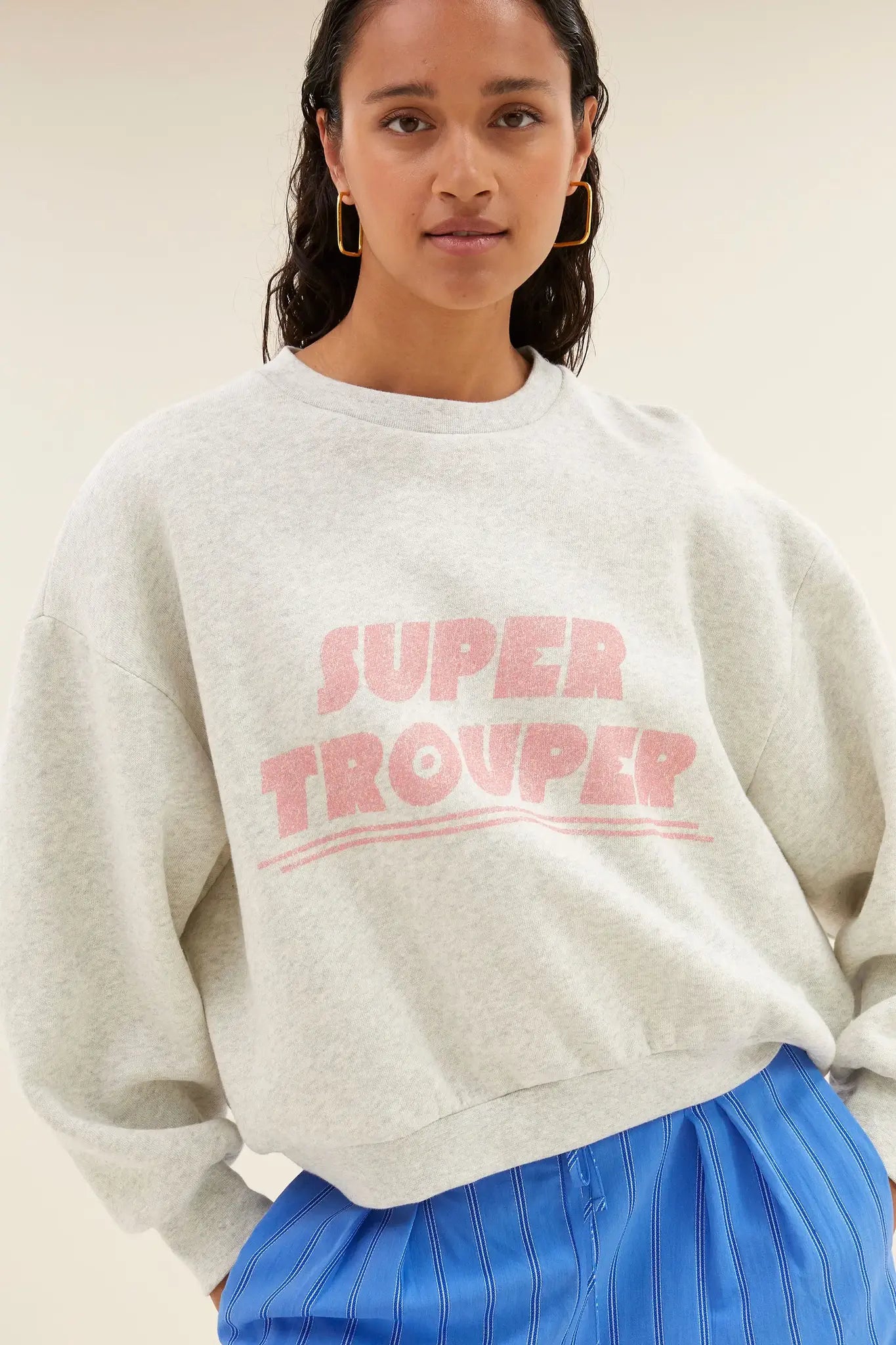 bibi trouper sweater - light grey melee
