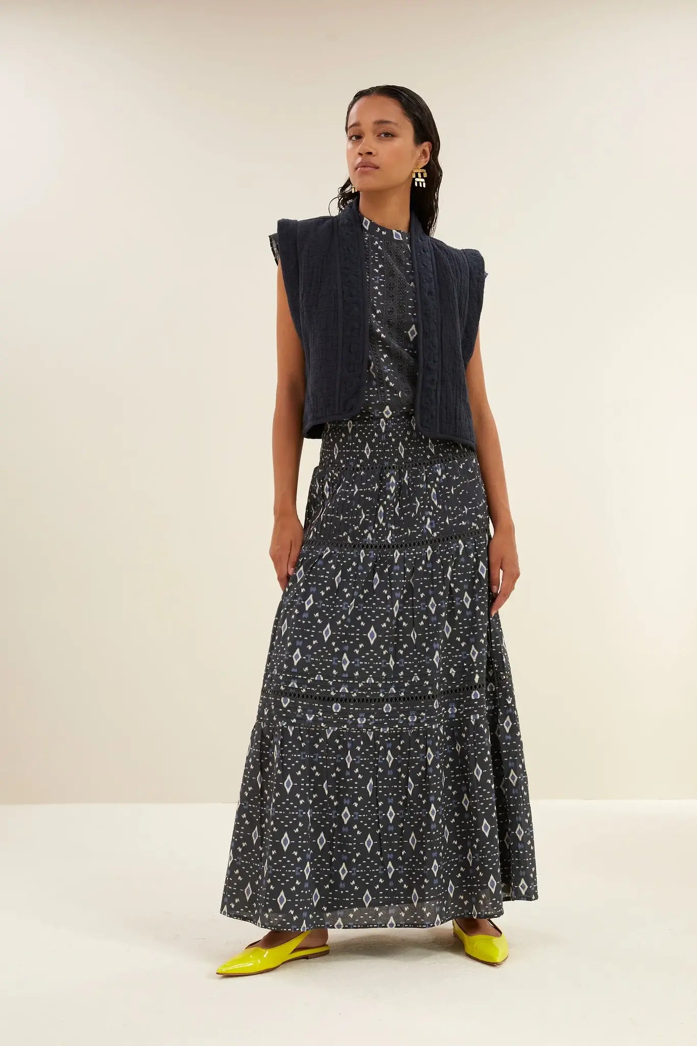 isla embroidery jacket - midnight