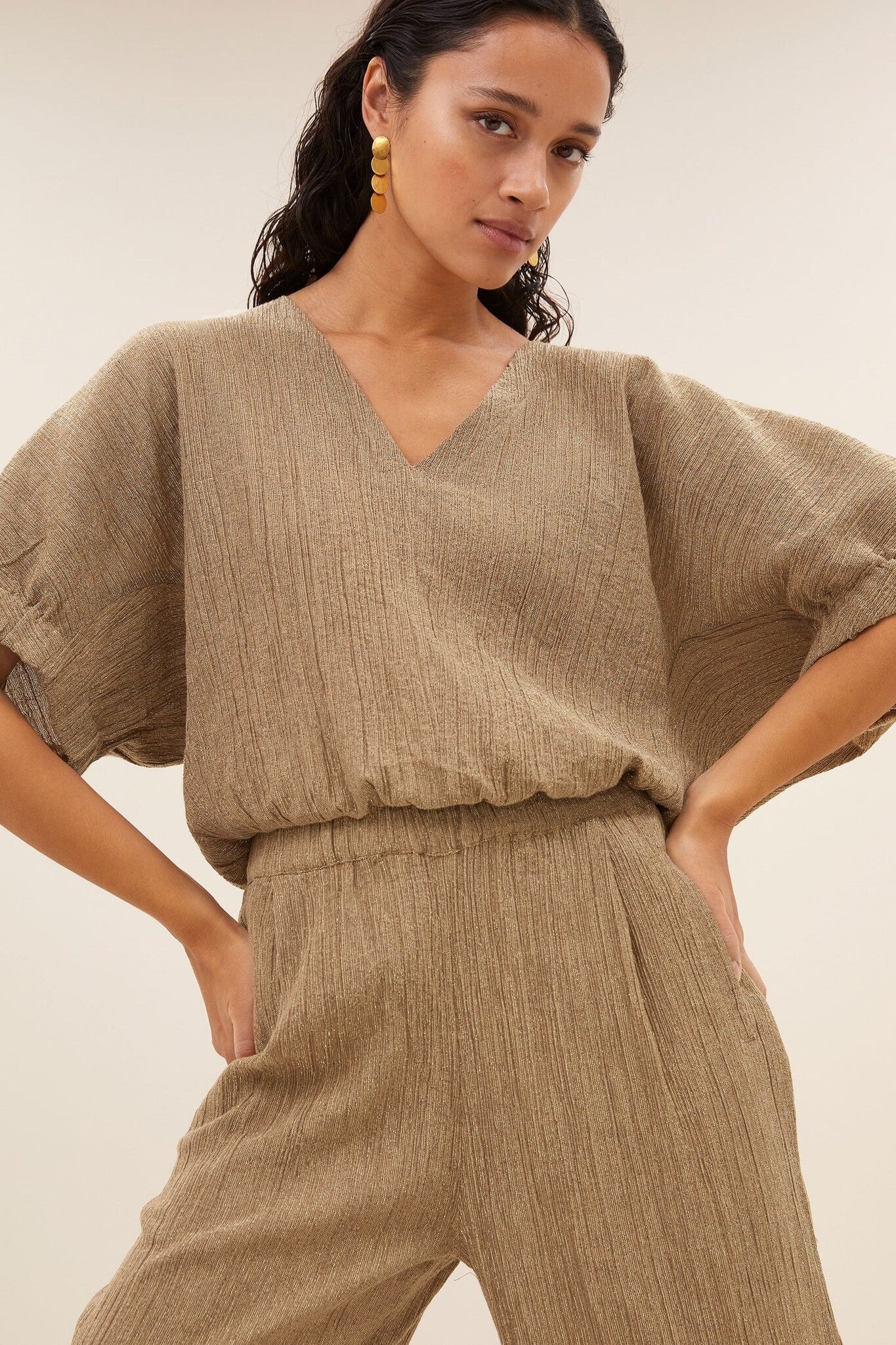 Mabel Lurex Blouse - Gold