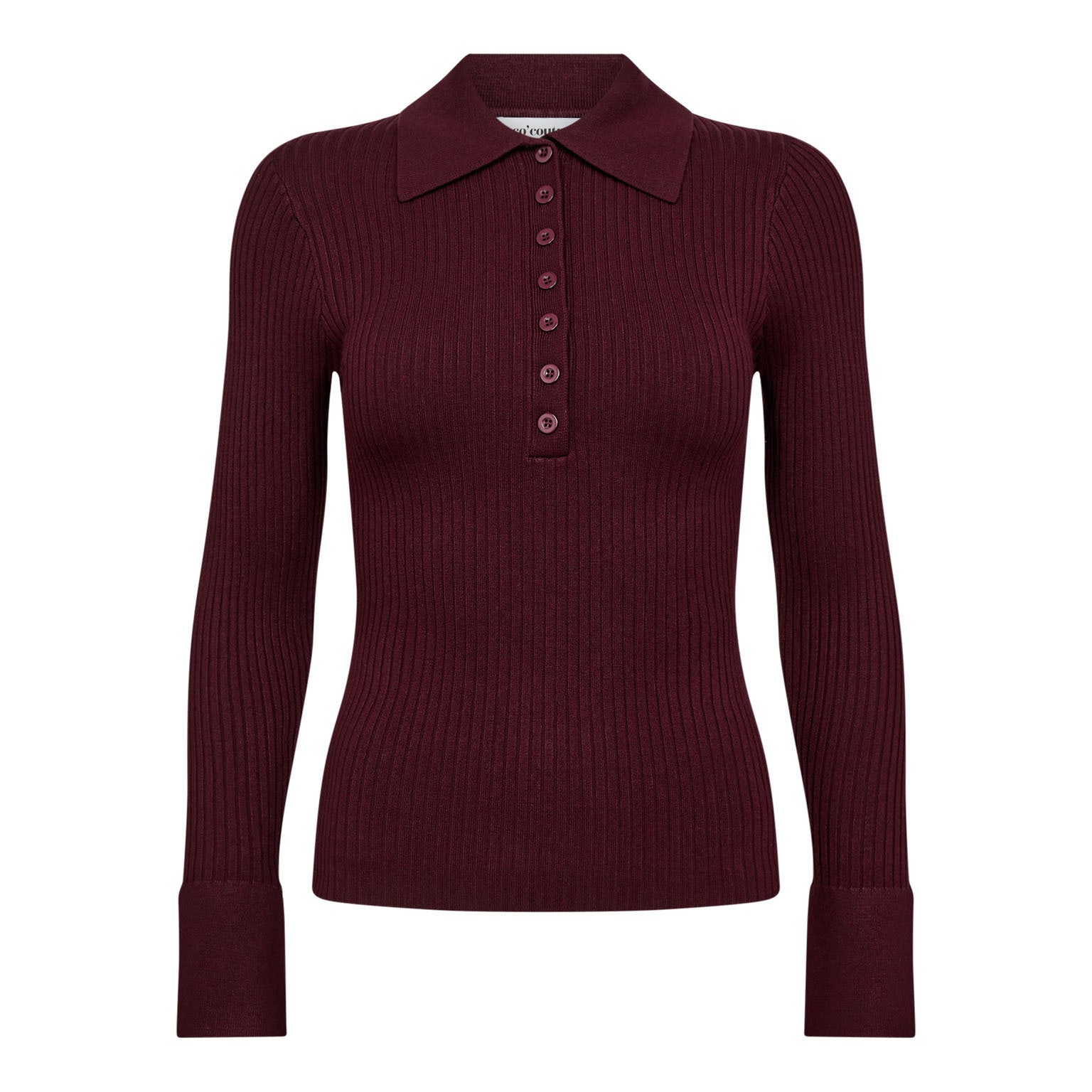 BonnyCC Polo LS Knit - Winered