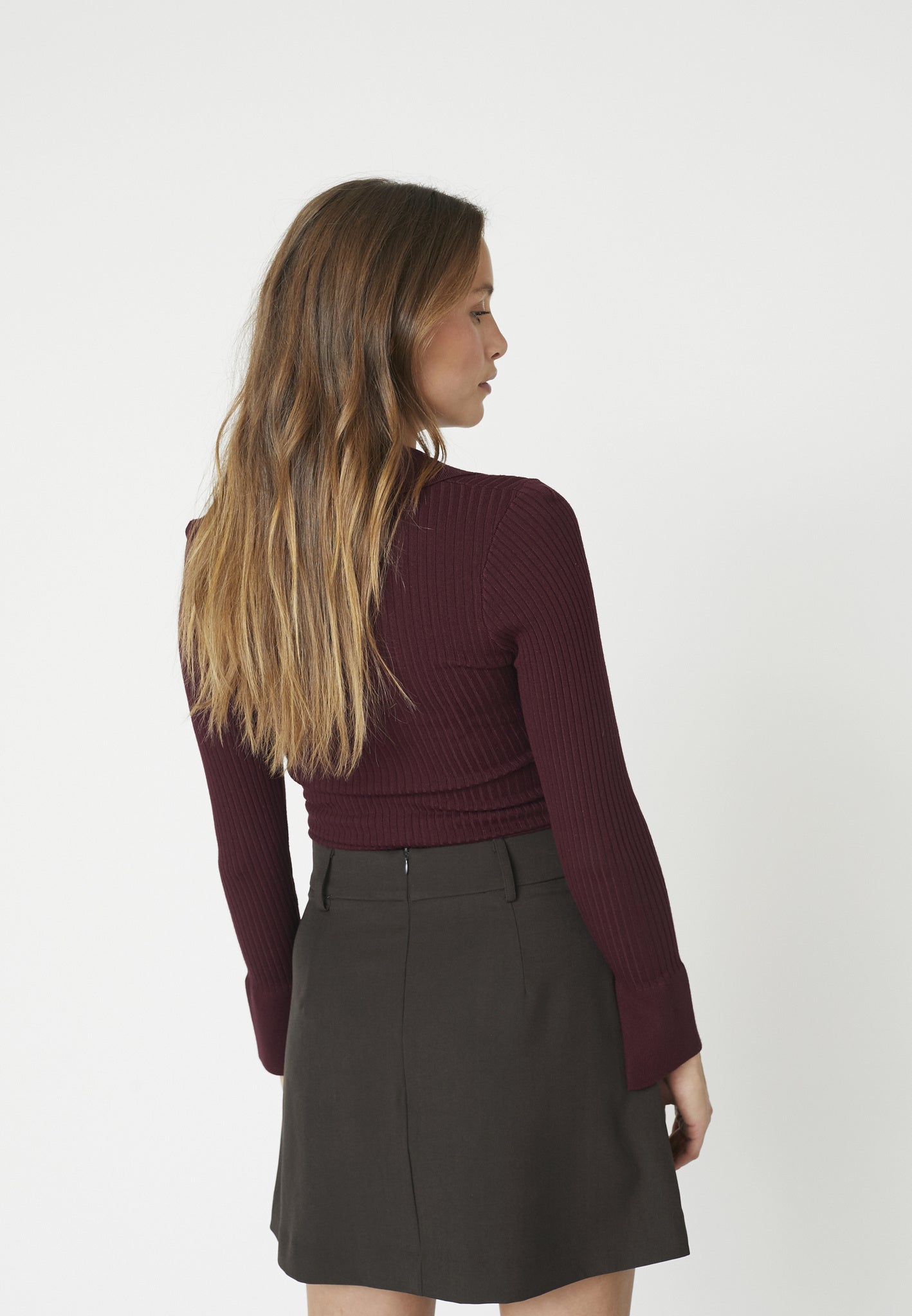 BonnyCC Polo LS Knit - Winered