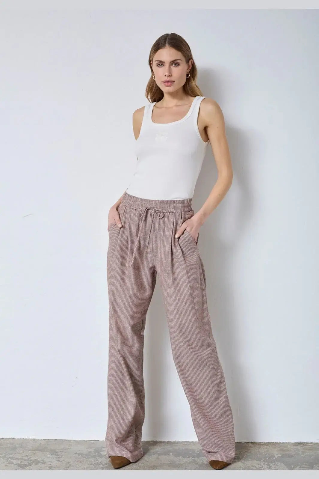 JihoCC Stripe Pant - Brown