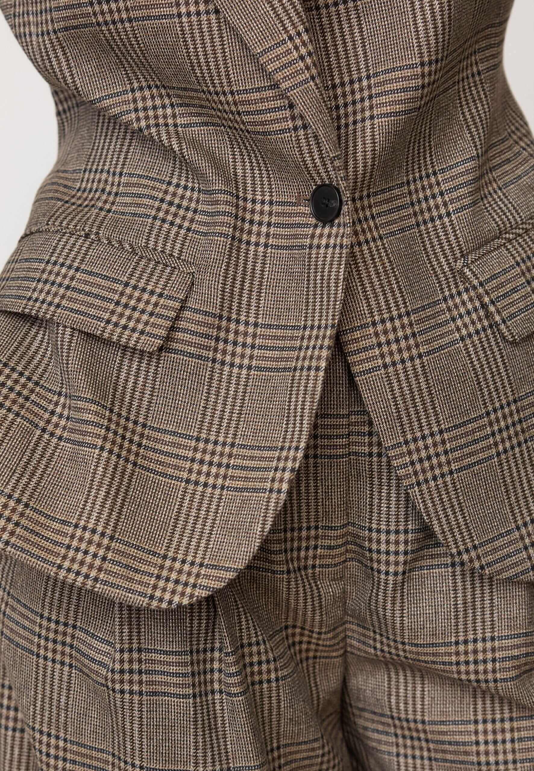 VeyaCC Check Fitted Blazer - Brown