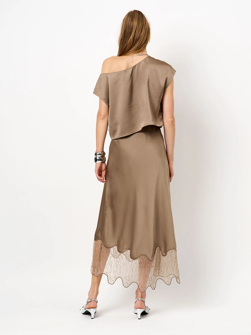 Roam Satin Drapey Top - Stone