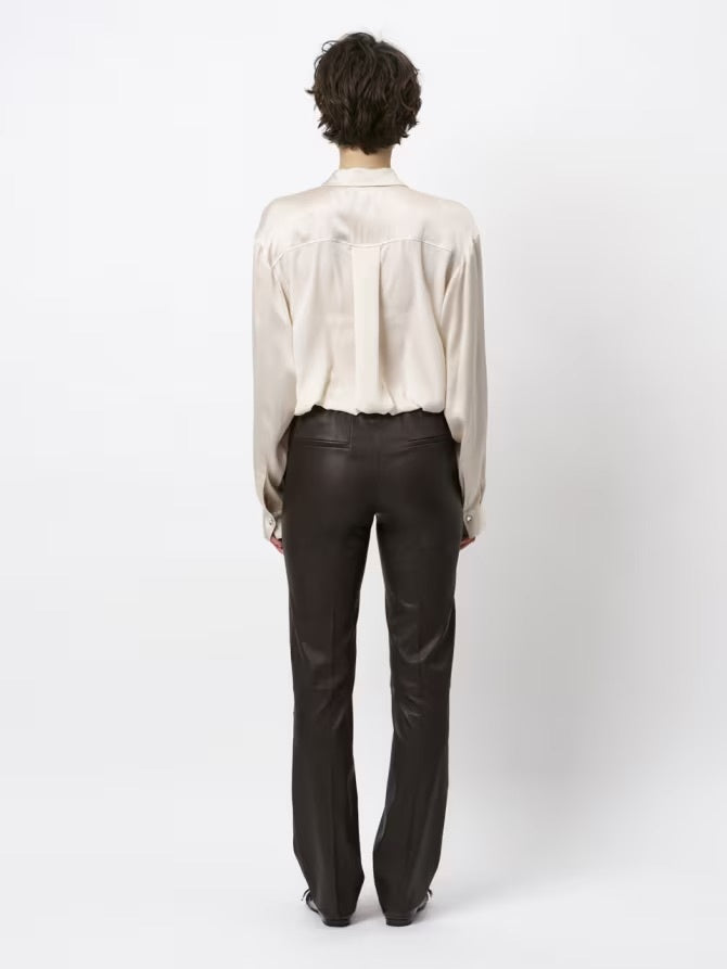 Lova Stretch Leather Pants - Espresso Brown