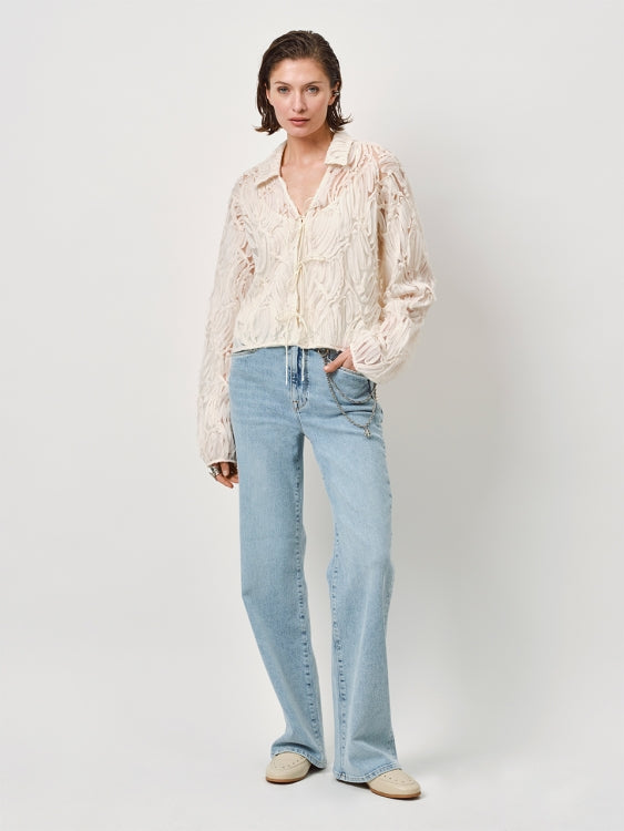bella wide leg jeans - bleached denim