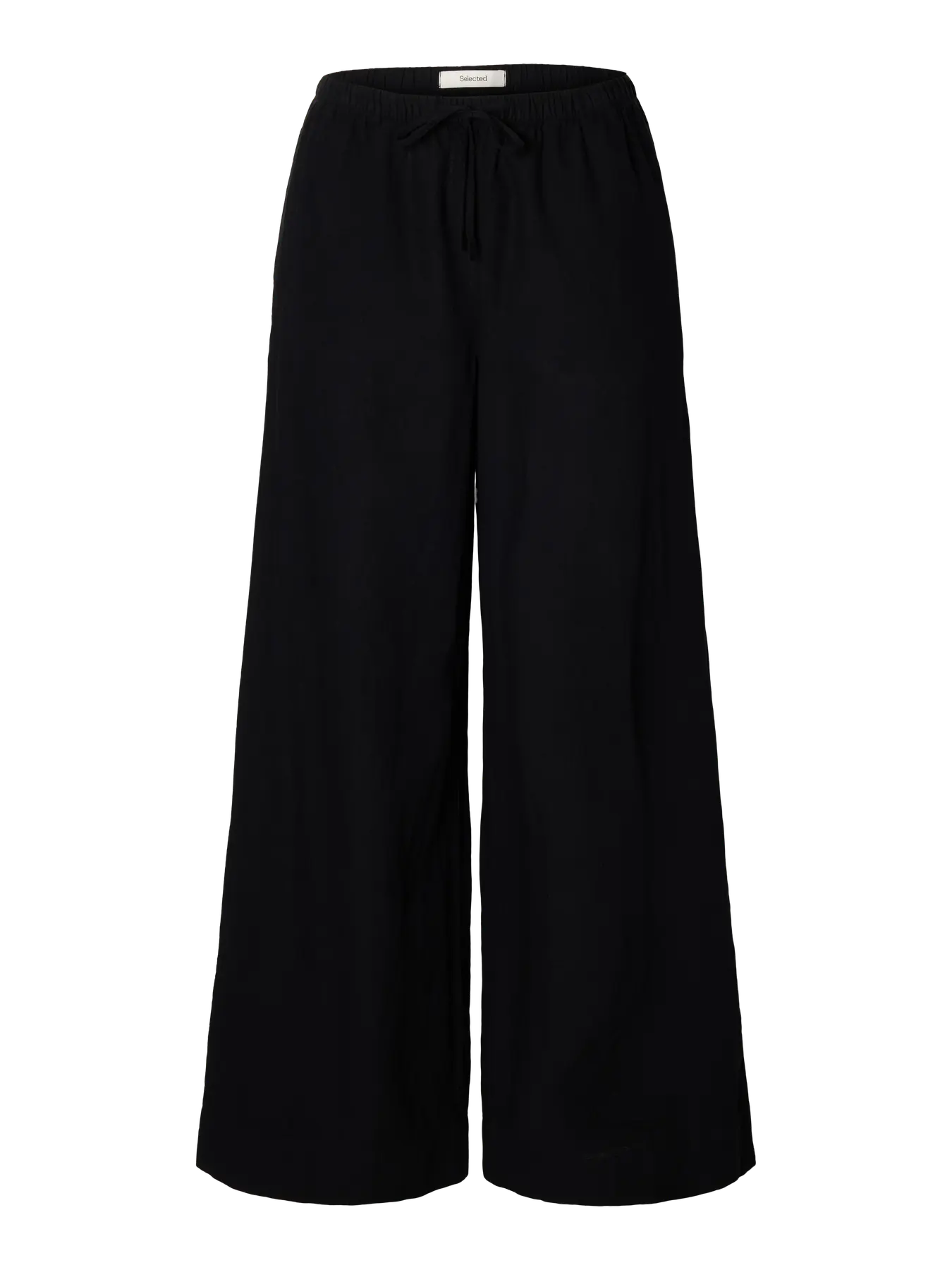 SLFluisa MW Wide Linen Blend Pant - Black