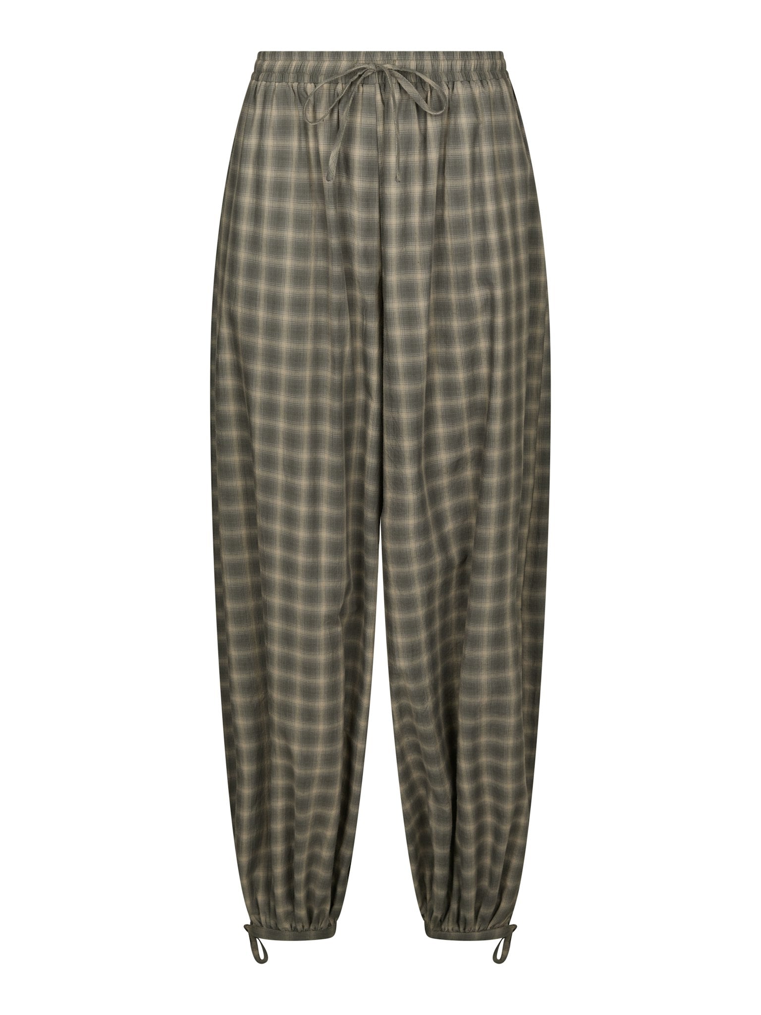 Roxane Balloon Checked Pants - Dusty Army