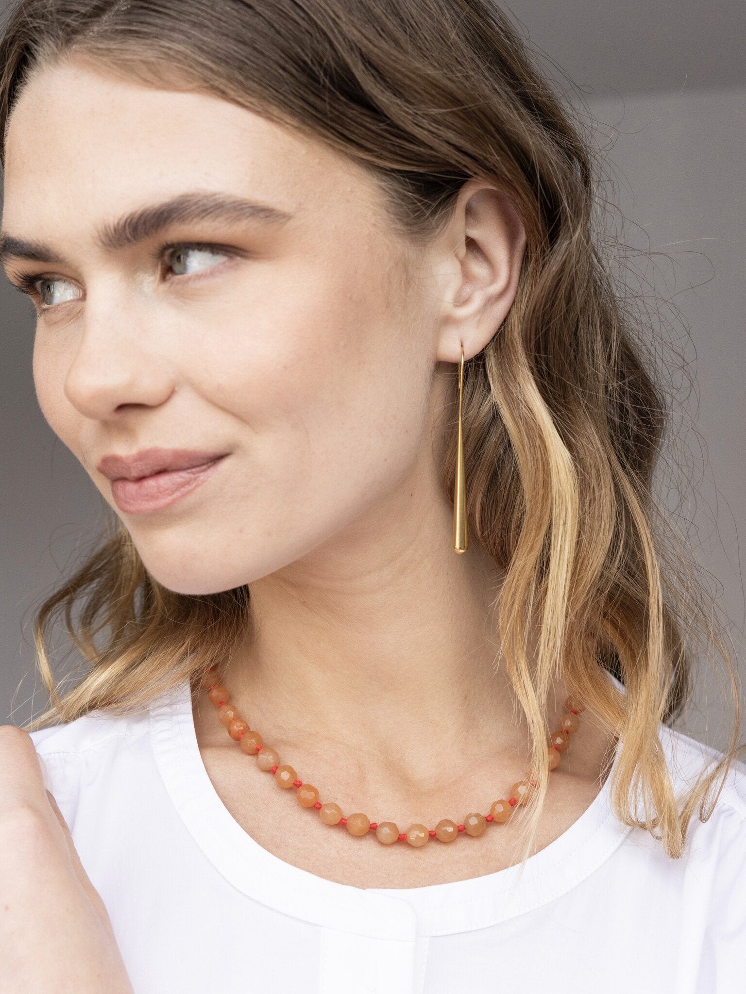 Gemstone ketting burnt orange