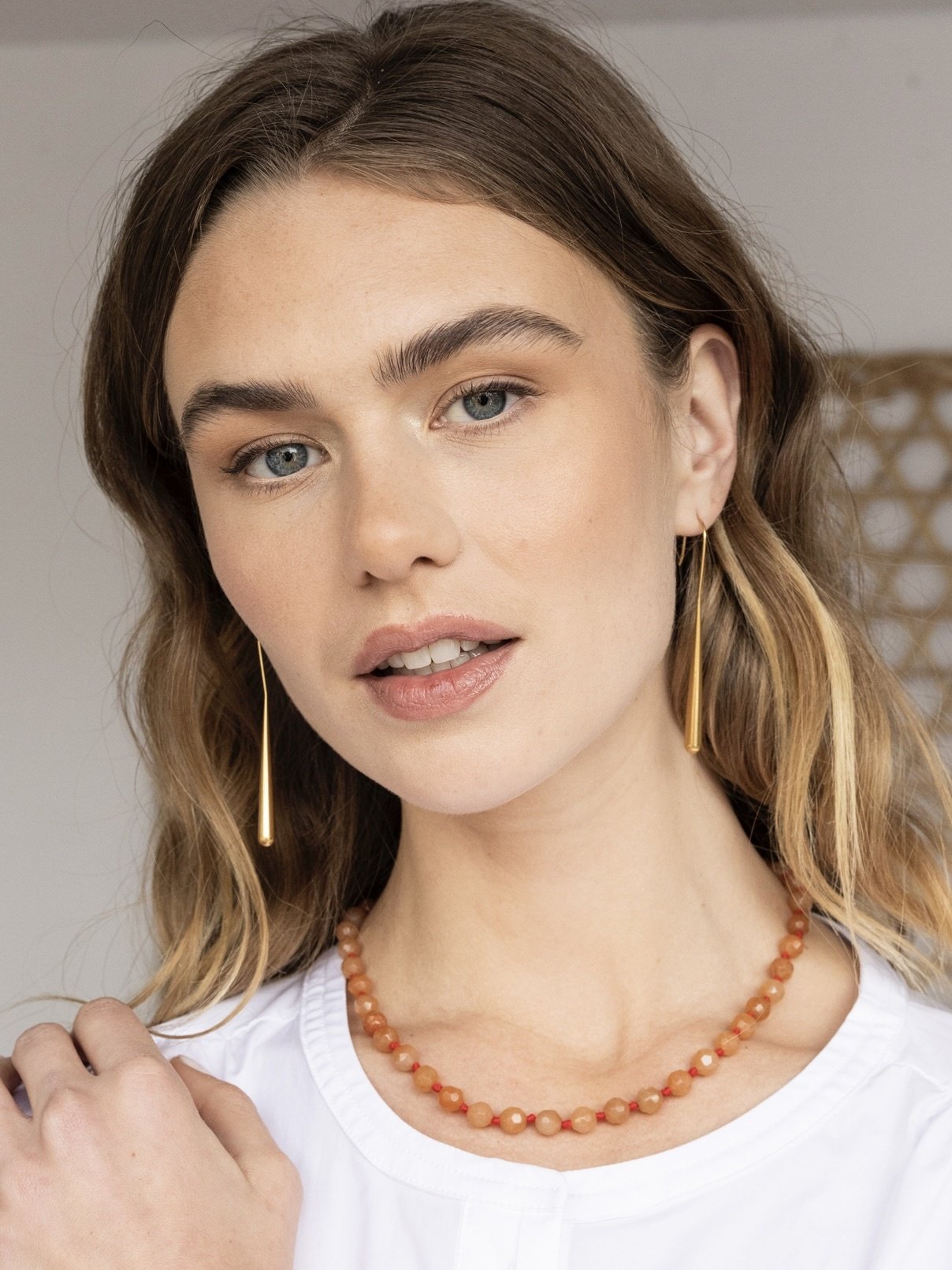 Gemstone ketting burnt orange