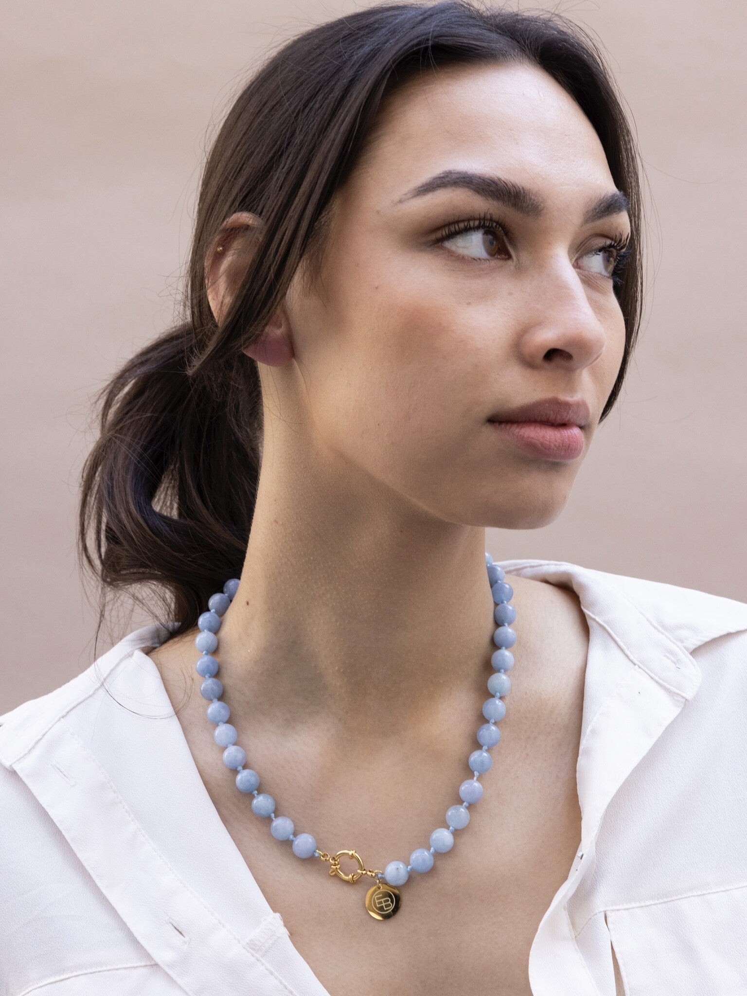 Gemstone ketting licht blauw