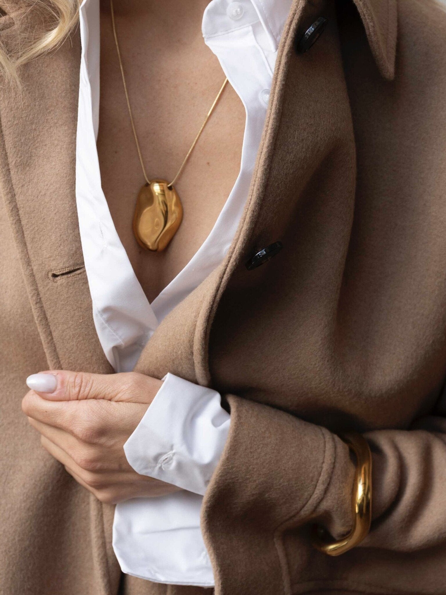 SNAKE KETTING MET GROTE ORGANISCHE HANGER