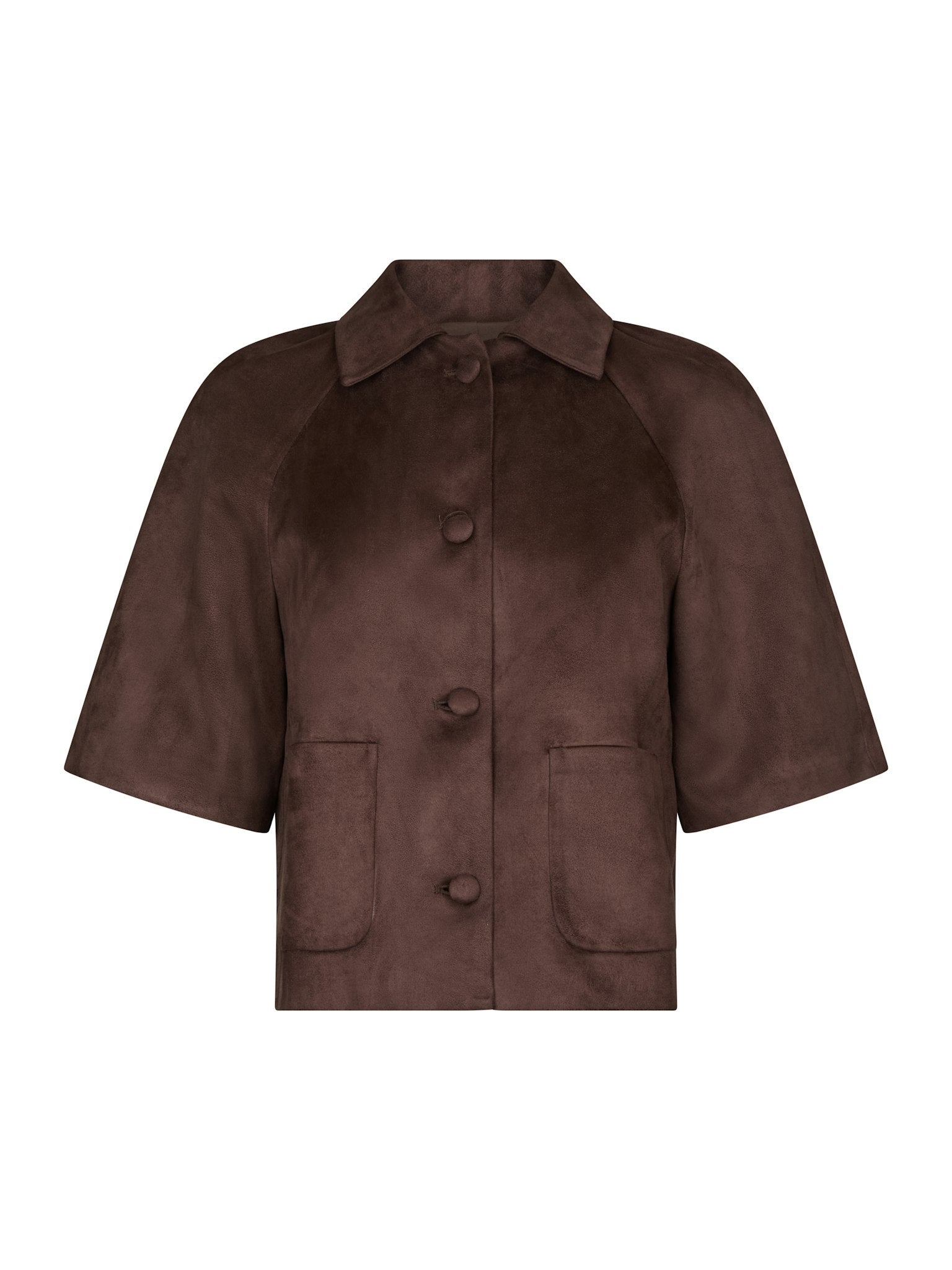 Editta Faux Suede Jacket - Dark Brown