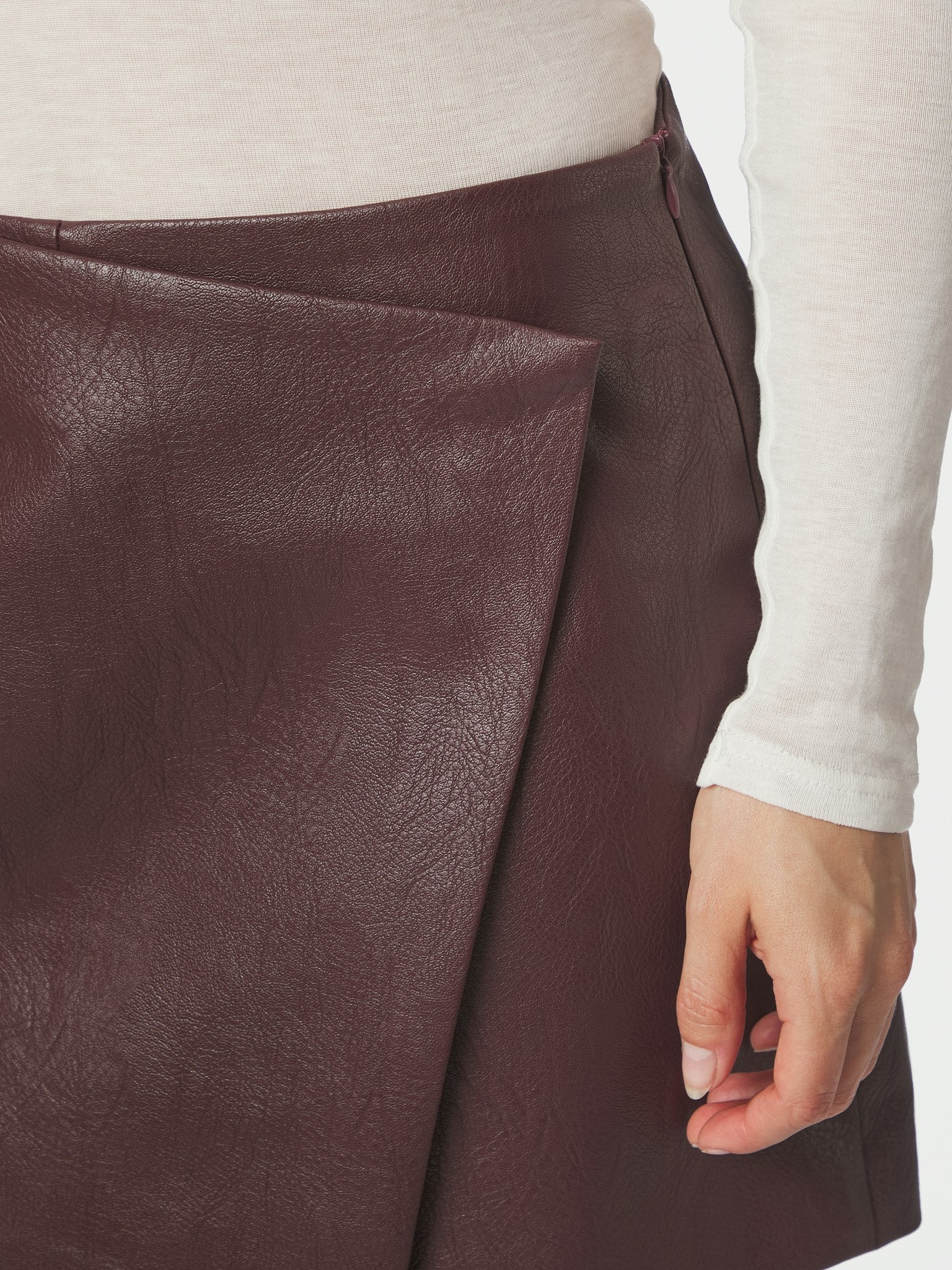 Elayne Faux Leather Skorts - Bordeaux