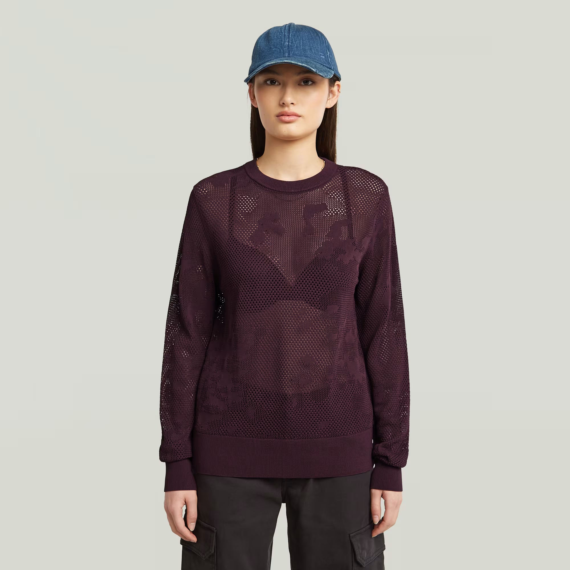 Pointelle knit wmn - Maroon