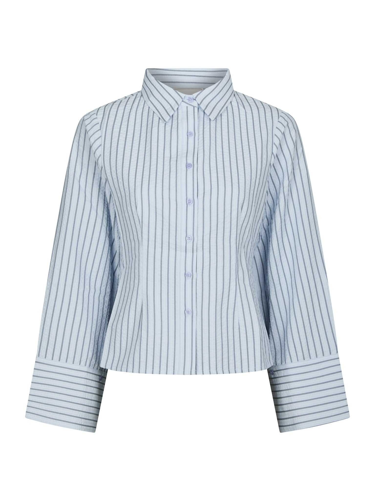 Rosa Striped Crepe Shirt - Blue