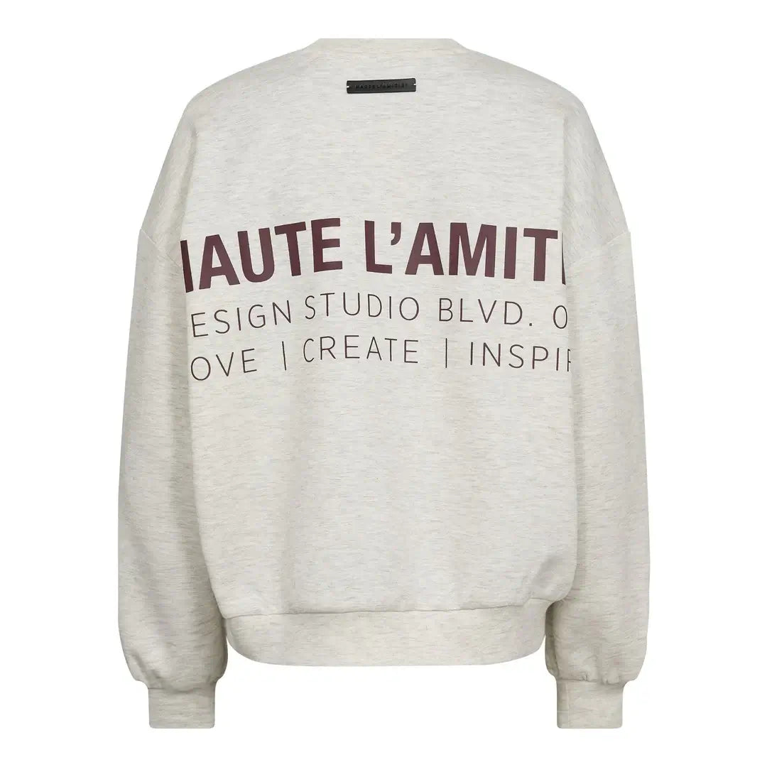 Back Print Studio Sweat - Pearl Melange
