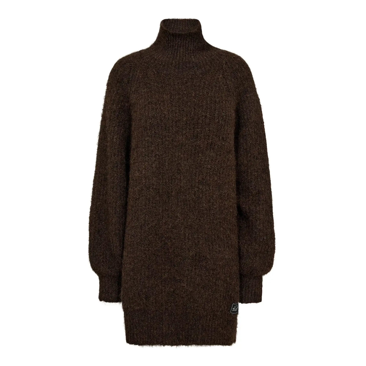 Darcia Rib-Kragen-Strickoberteil – Mokka