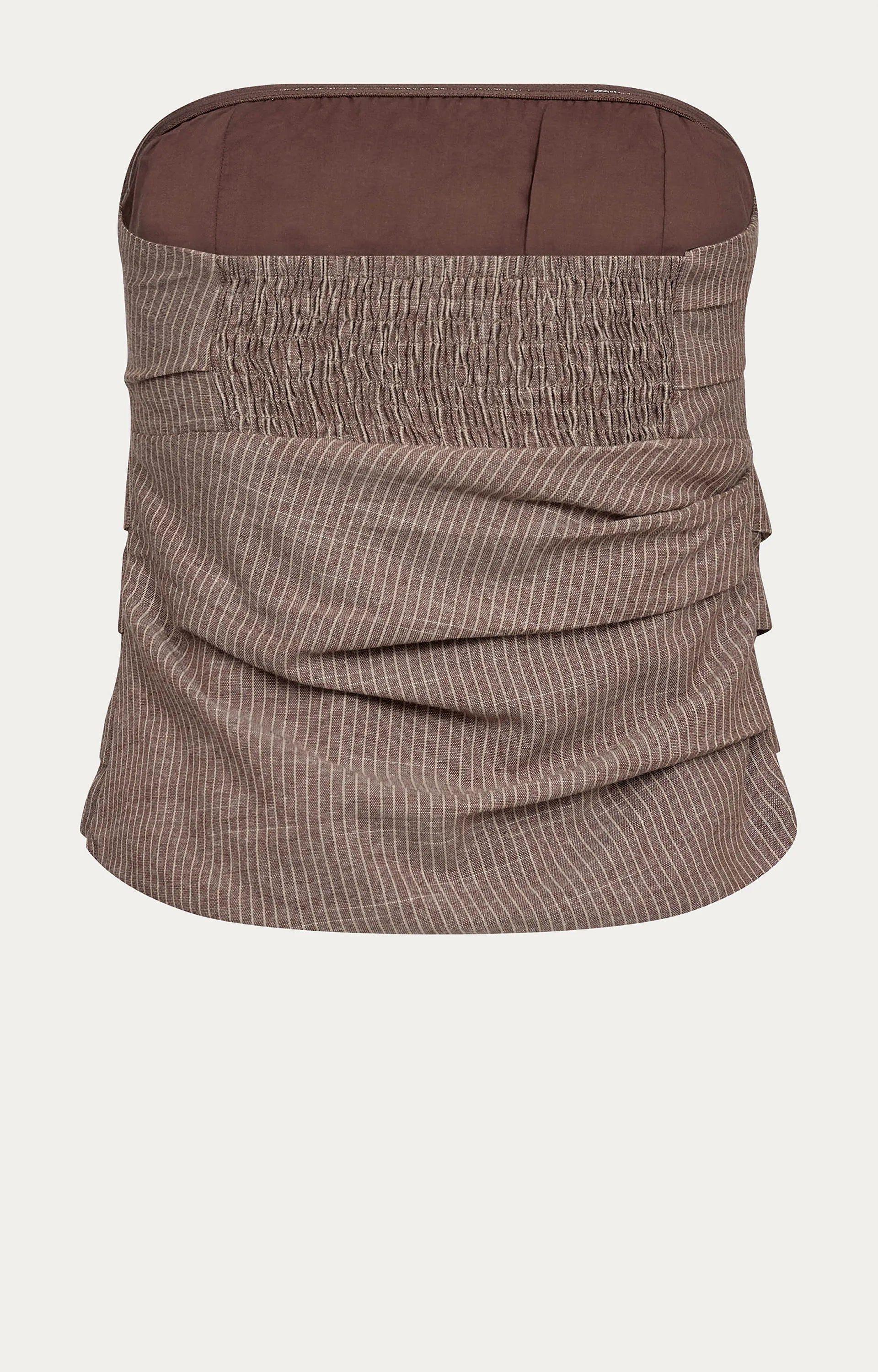 JihoCC Stripe Tube Top - Brown