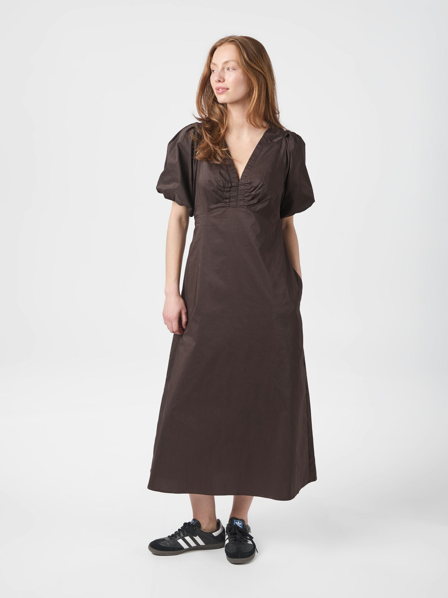 Illana Poplin Dress - Chocolate Brown