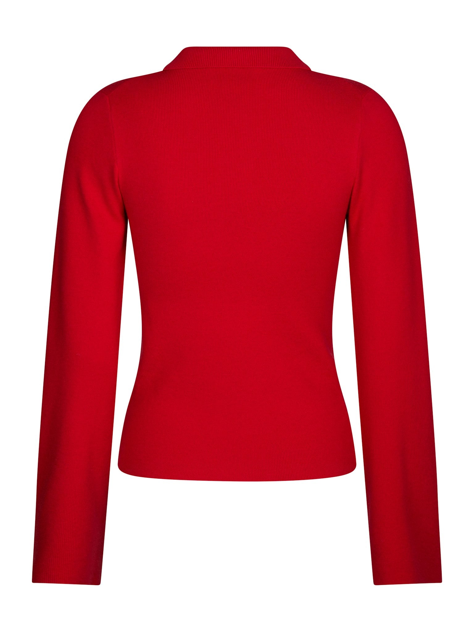 Fannya Ls Solid Knit Polo - Red