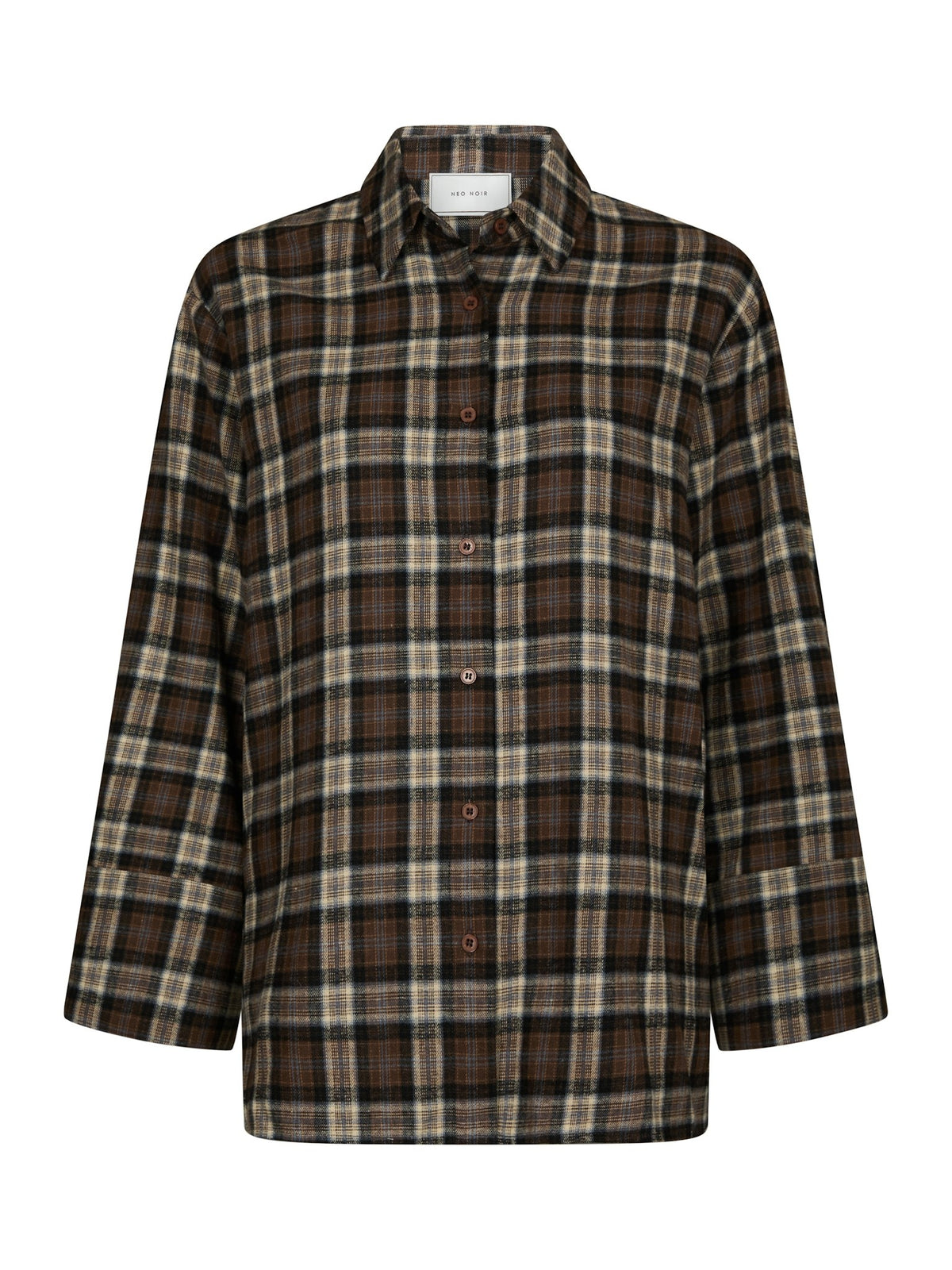 Dita Flannel Check Shirt - Dark Taupe