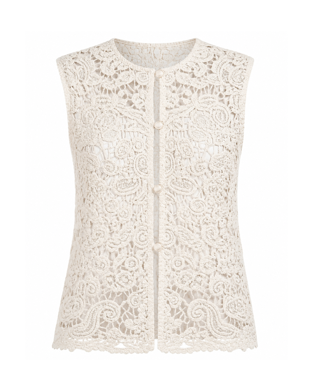 KellyCC Crochet Top - Bone