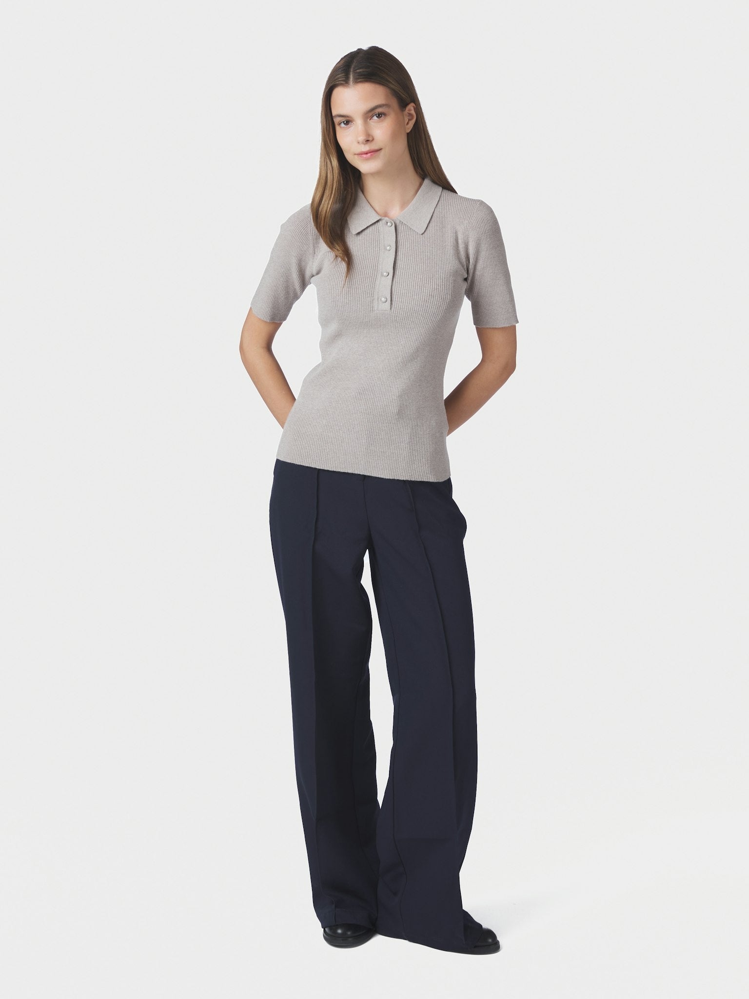 Manama Knit Blouse - Warm Grey