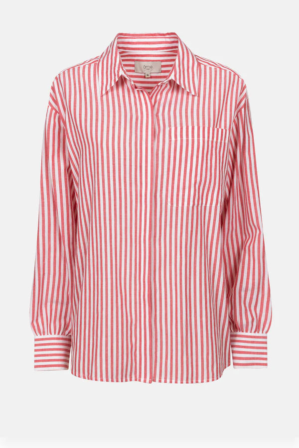 Madeline Striped Shirt - White & Red
