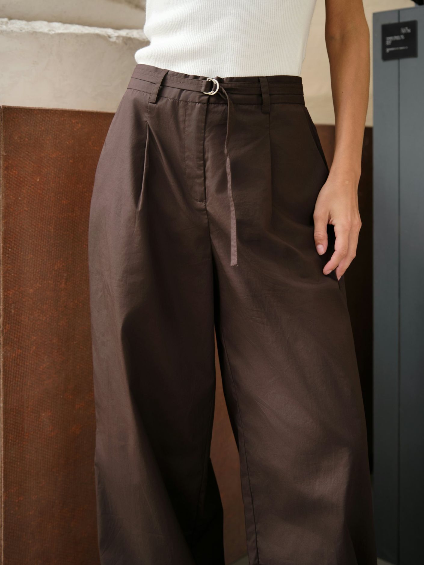 Malba Poplin Pants - Dark Brown