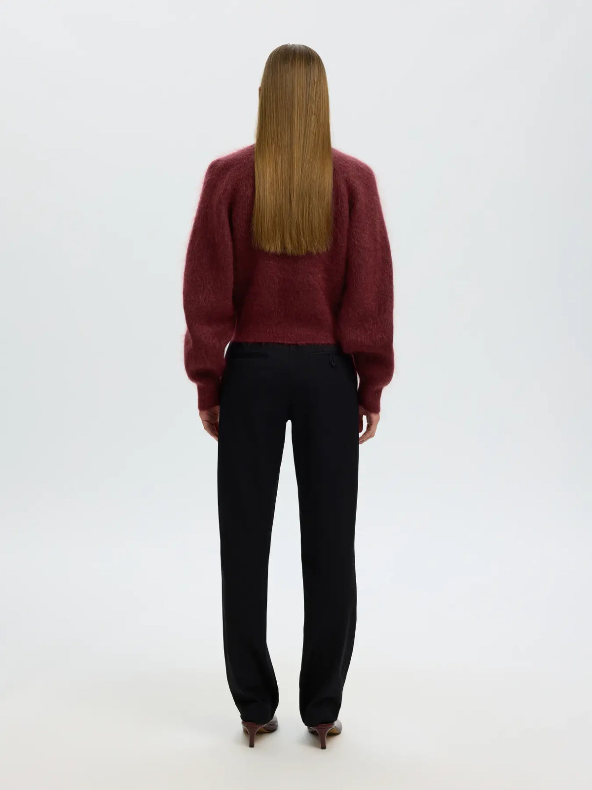 SLWmira LS Knit Short O-Neck - Tawny Port