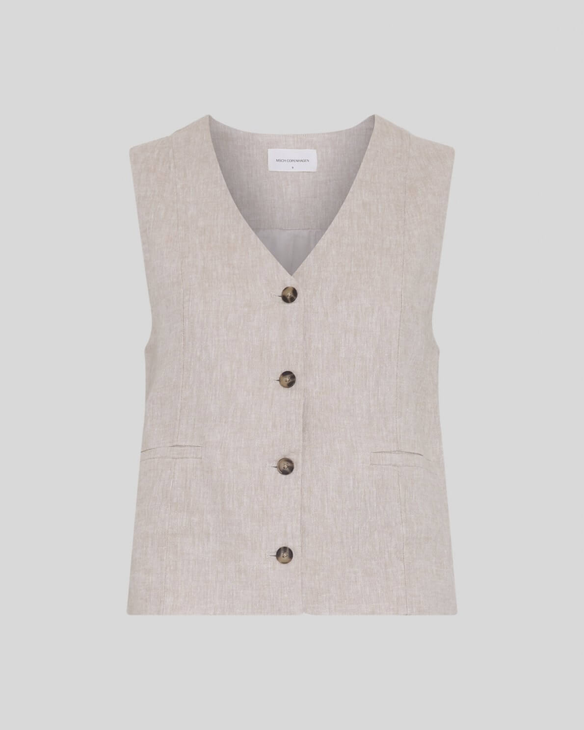MSCHViana Ginia V Neck Waistcoat - Sand Melange