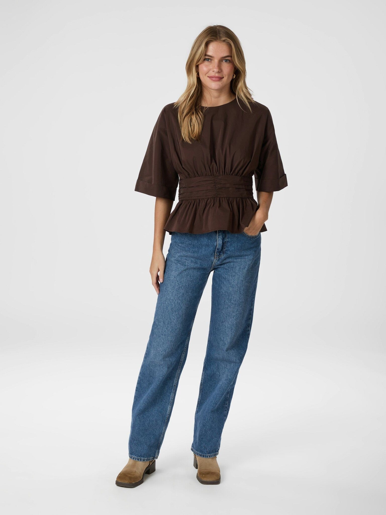 Annegret Poplin Blouse - Chocolate Brown