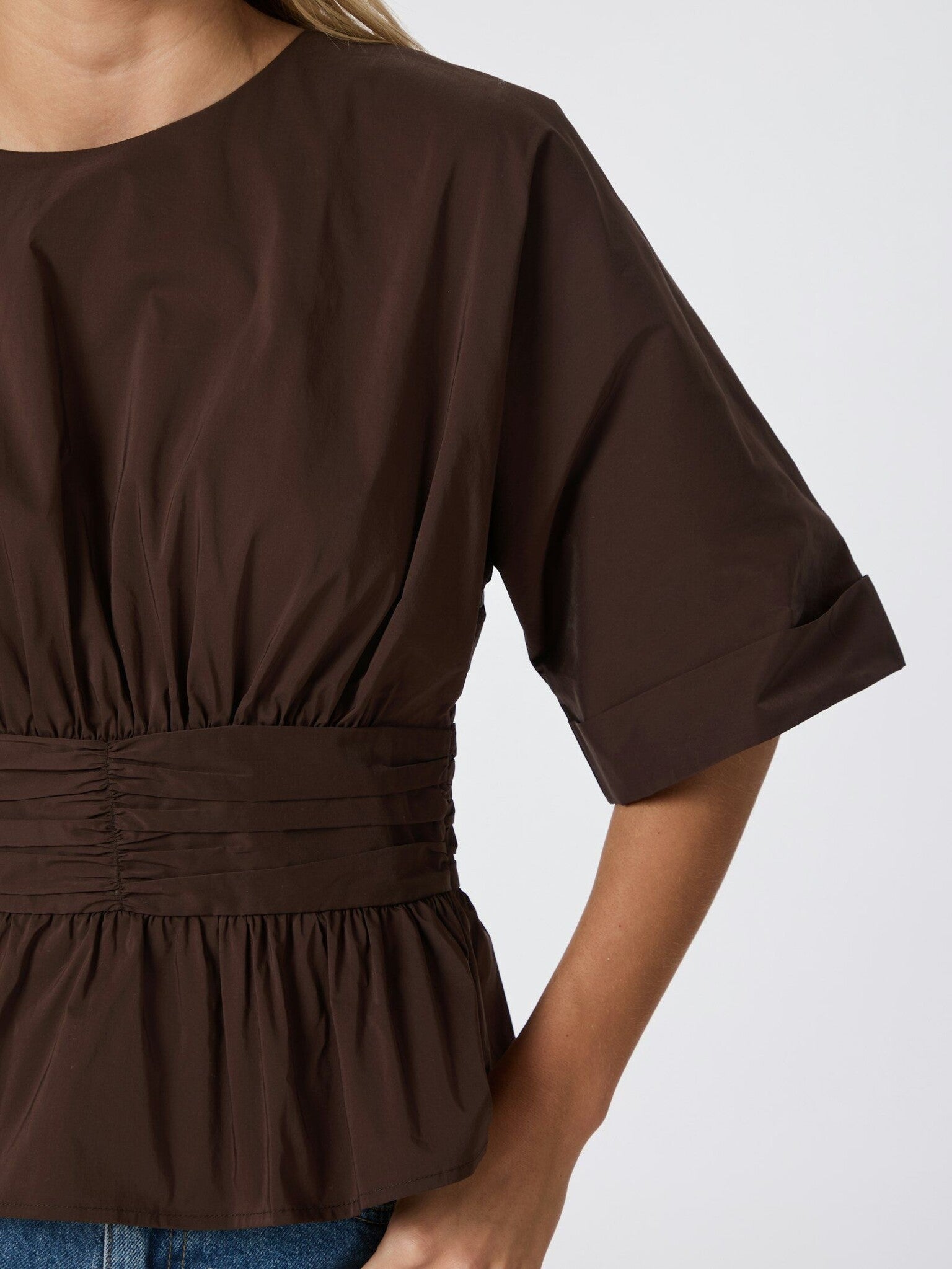 Annegret Poplin Blouse - Chocolate Brown