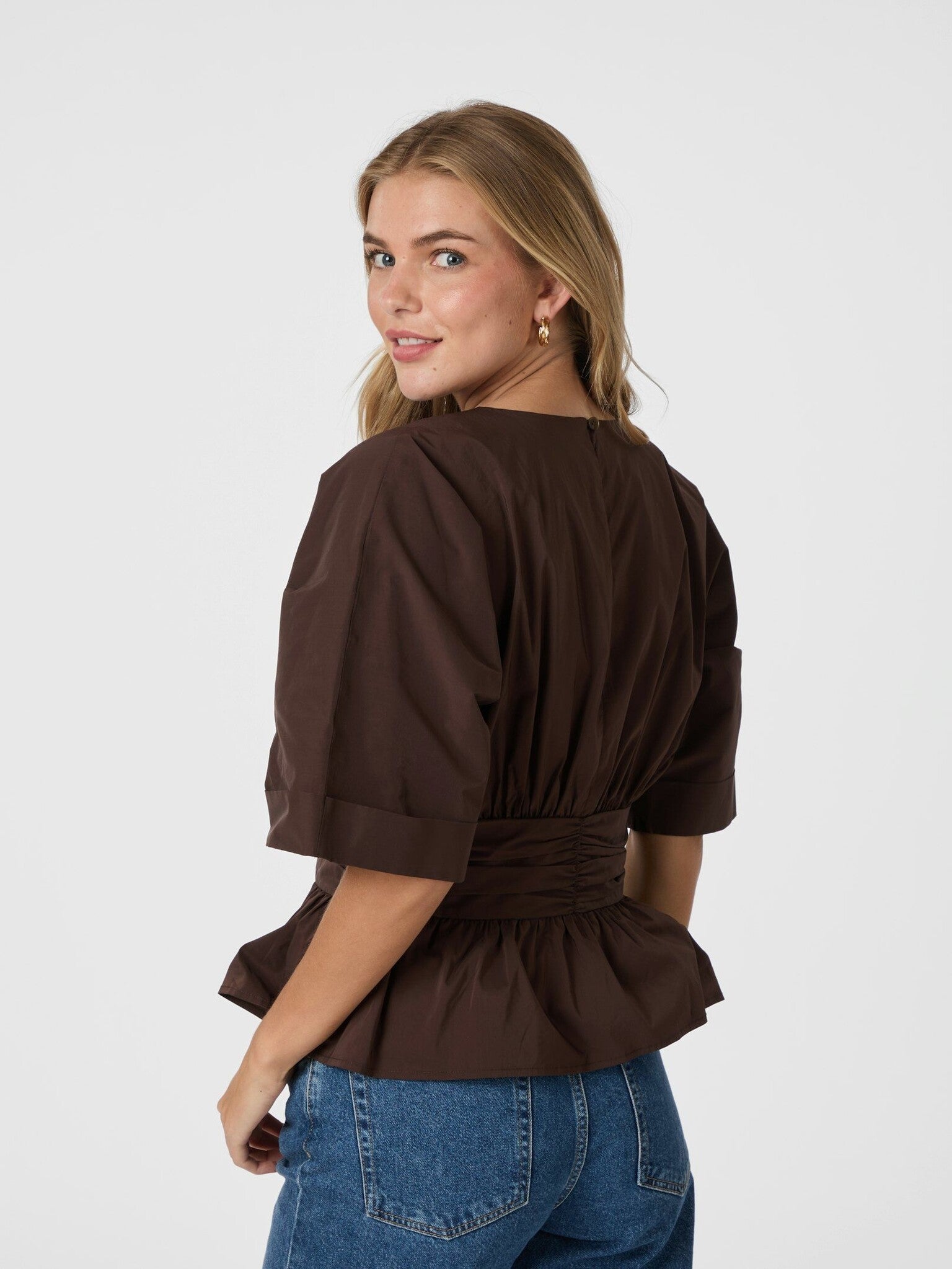 Annegret Poplin Blouse - Chocolate Brown