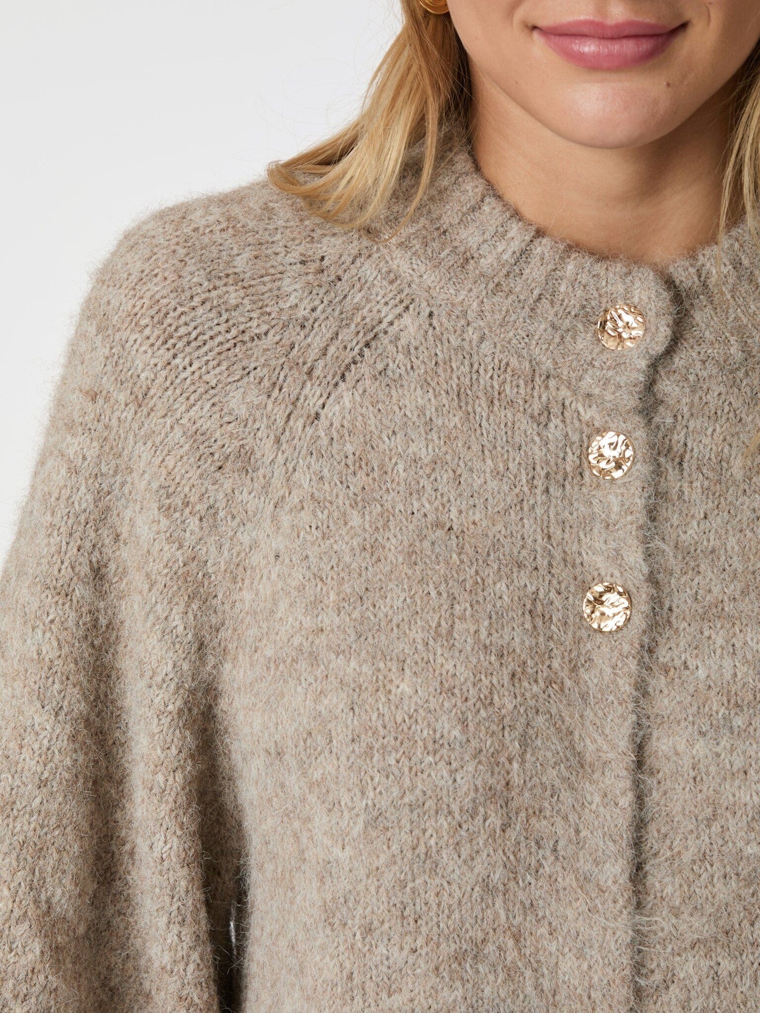 Benuta Fluffy Knit Cardigan - Beige Melange