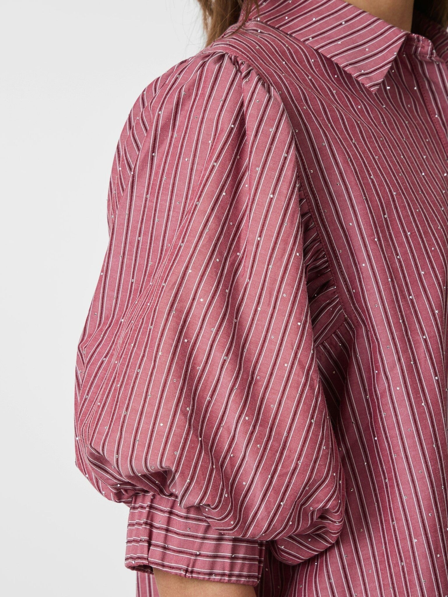 Etta Soft stripe stone shirt - Dark Rose