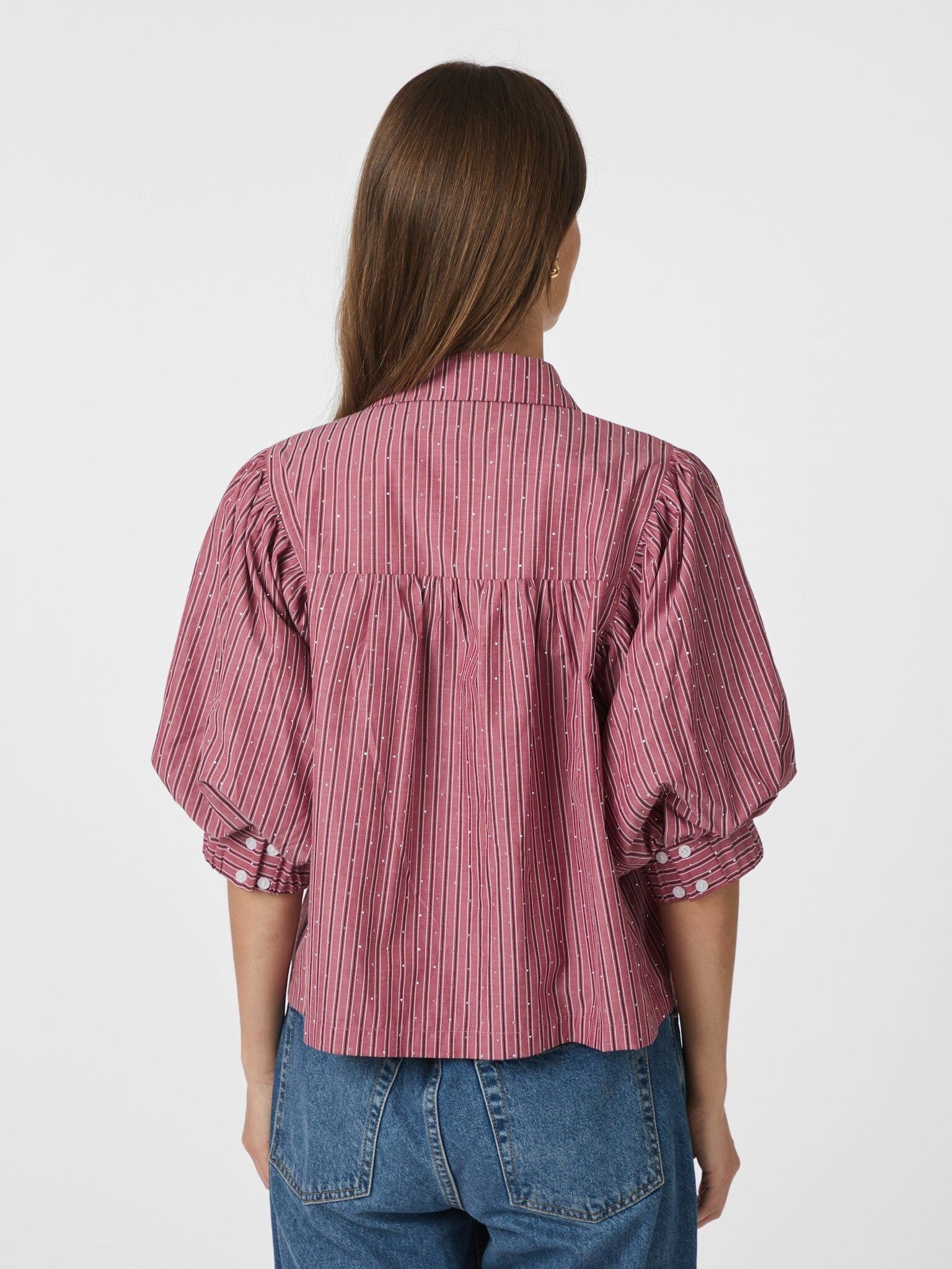 Etta Soft stripe stone shirt - Dark Rose
