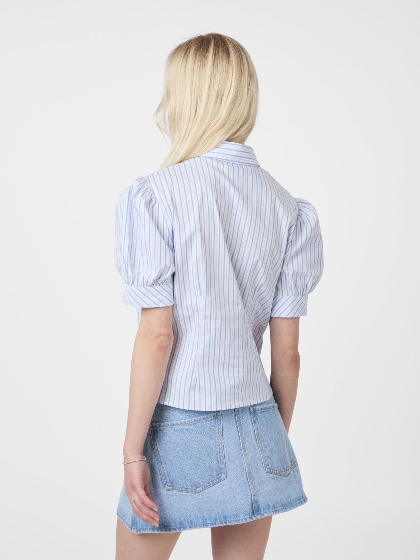 Frannie Stripe Shirt - White Light Blue