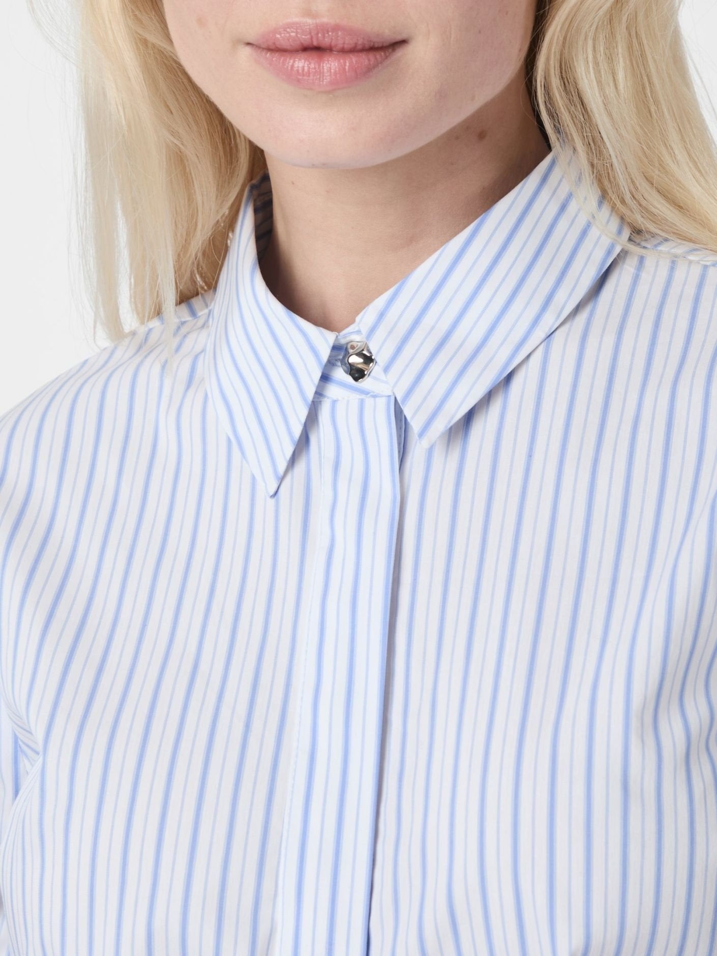 Frannie Stripe Shirt - White Light Blue
